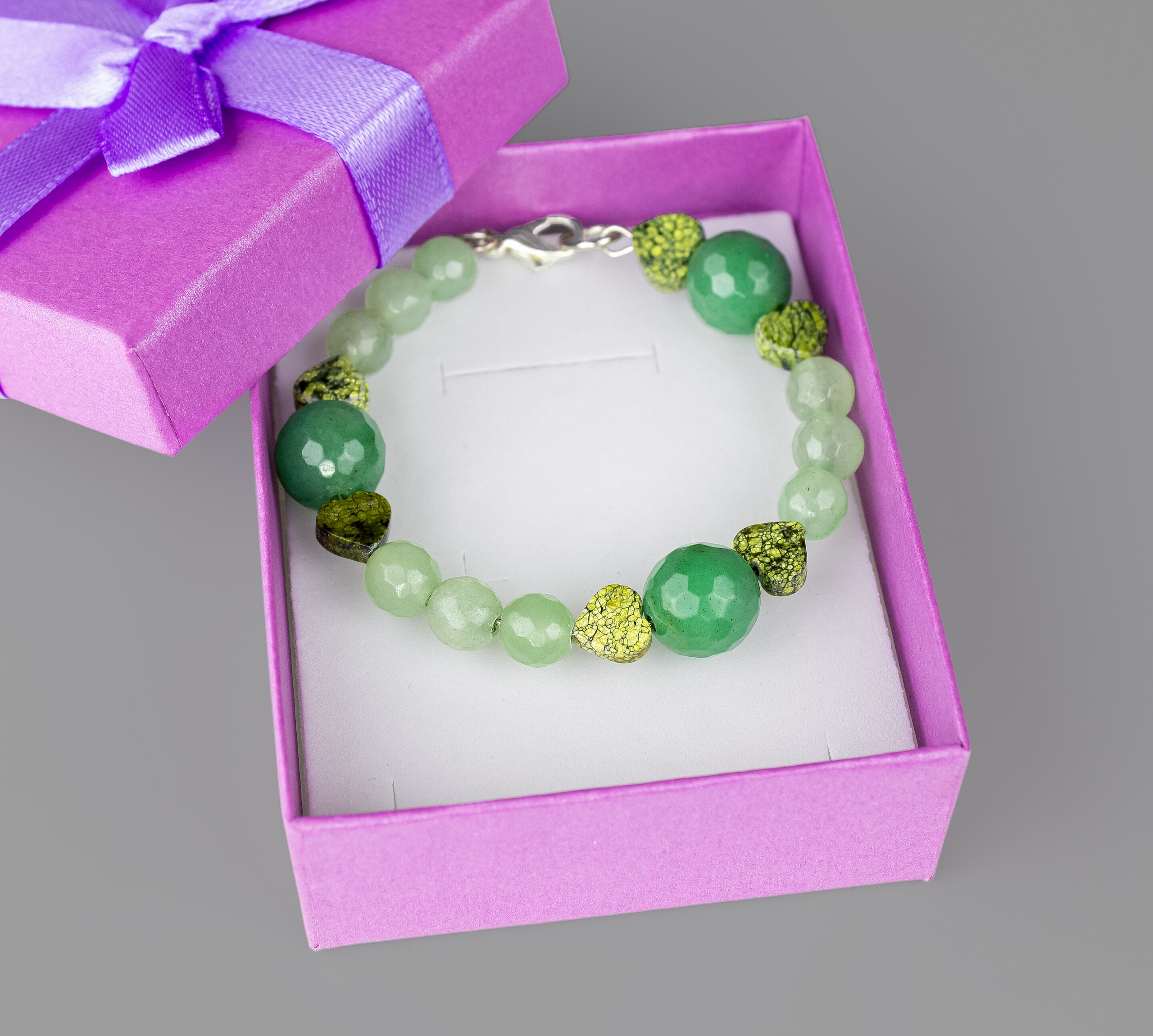 Браслет "Афродита" с Натуральными Камнями -  Авантюрин и Серпентинит ( - фото товара