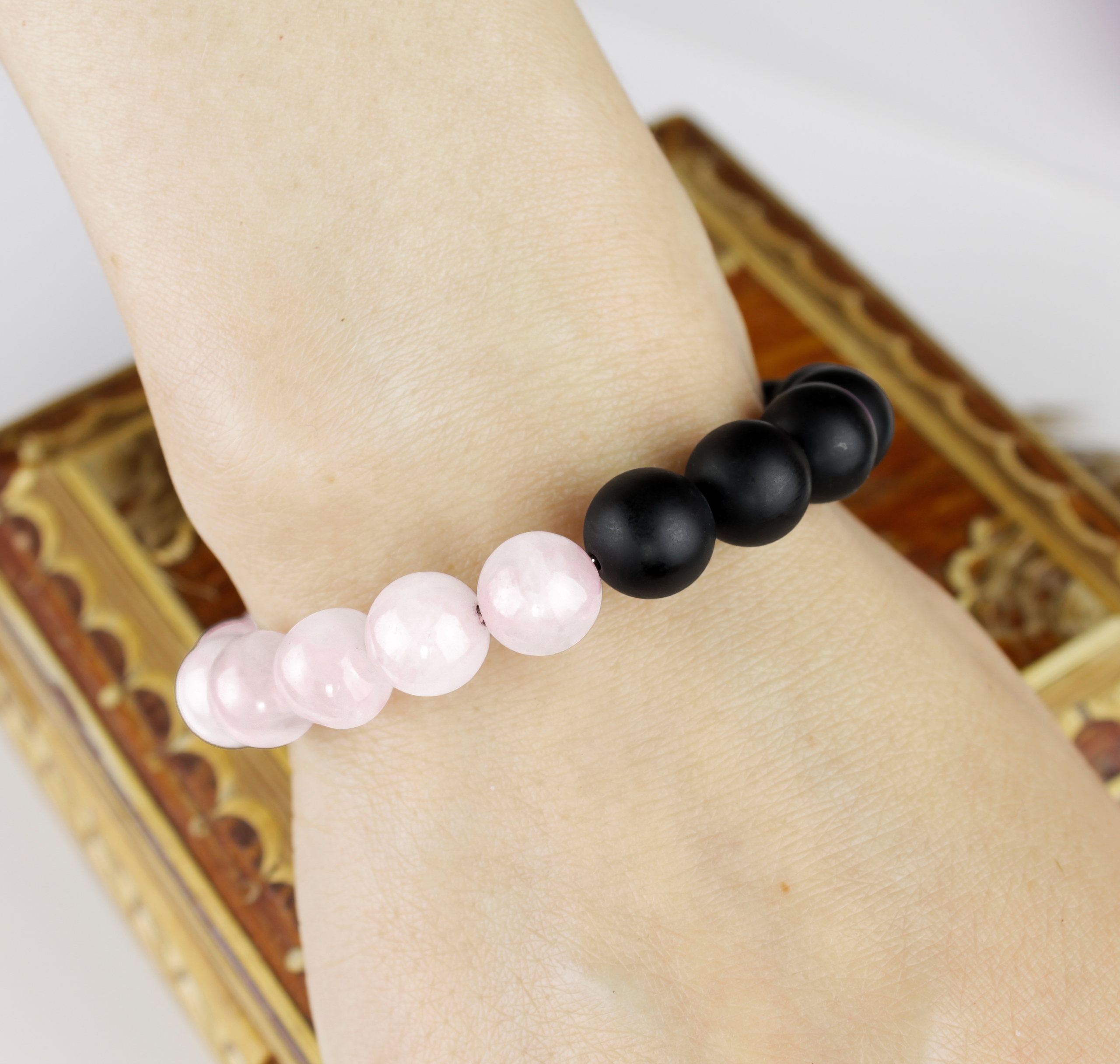 Изображение 2 товара Браслет "Мечта" с Натуральными Камнями - Розовым Кравцем и Агатом