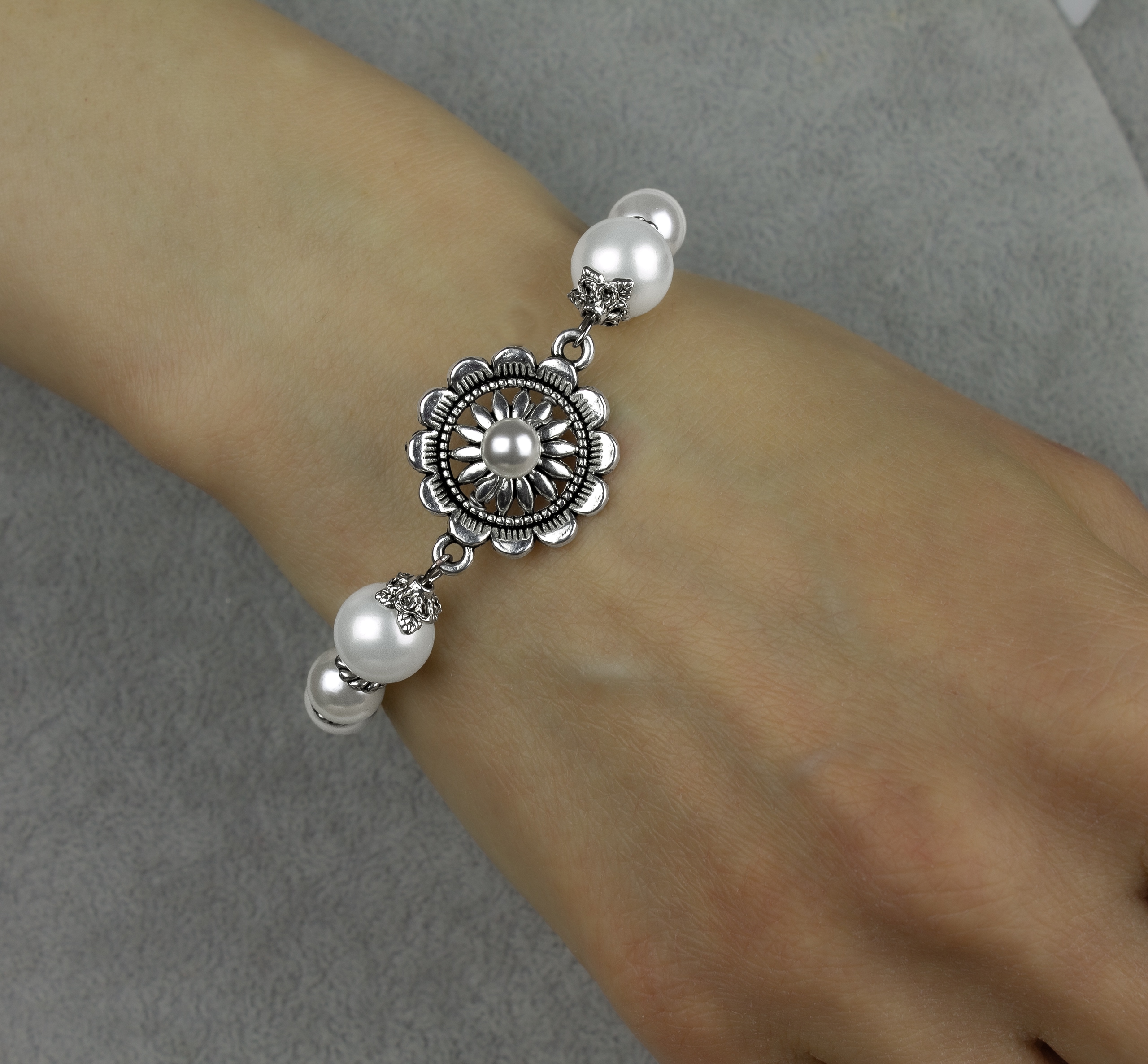 Винтажный Комплект Украшений (Серьги+Браслет+Колье) с Натуральным Жемч - фото товара