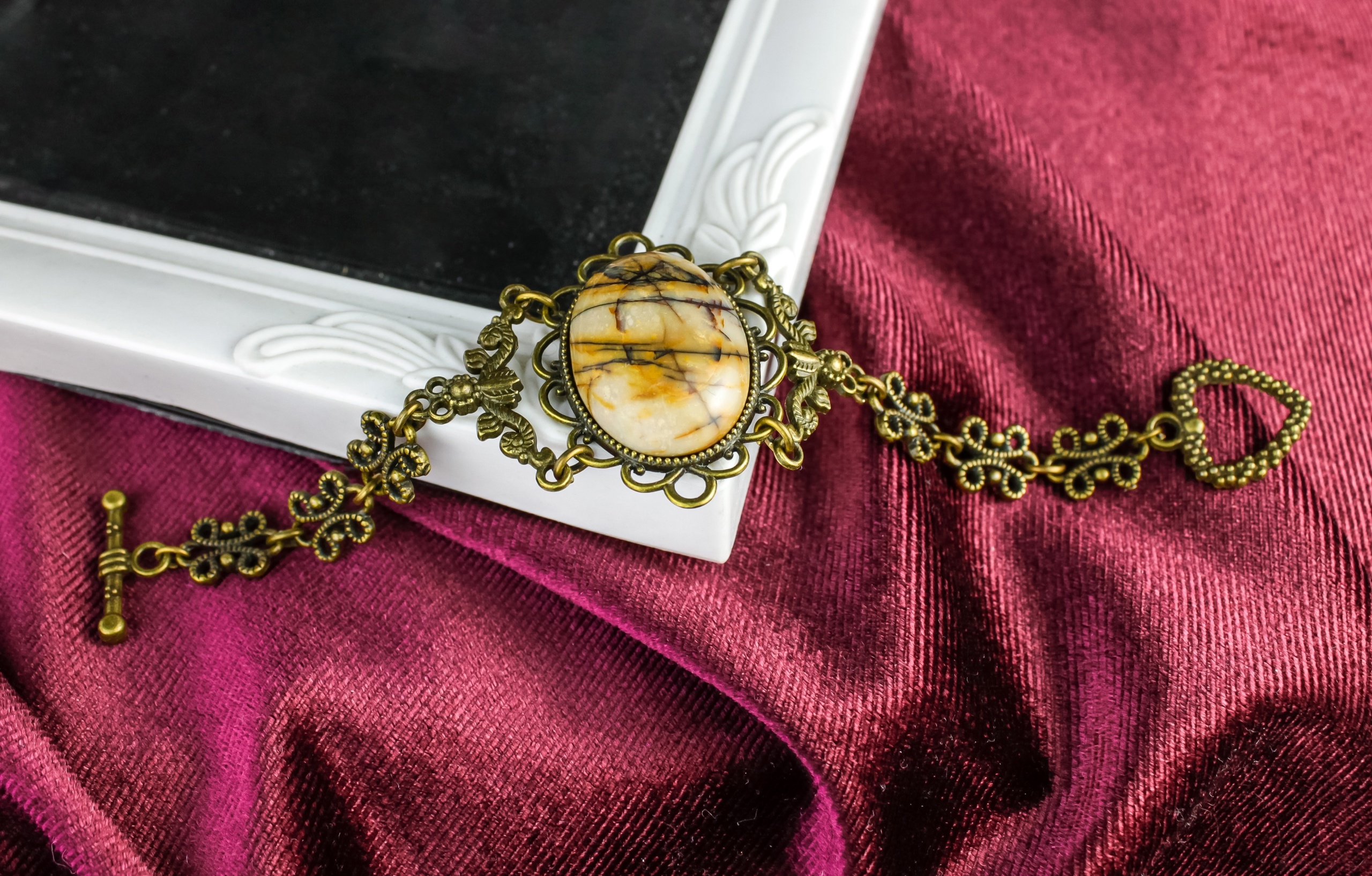 Дополнительное фото товара Винтажный Браслет «Золотой Век» с Натуральной Яшмой