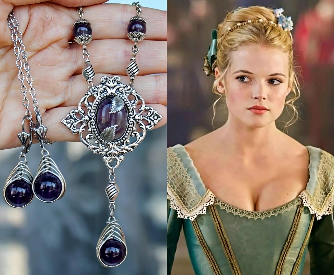 Изображение 3 товара Винтажный Комплект Украшений с Натуральным Аметистом