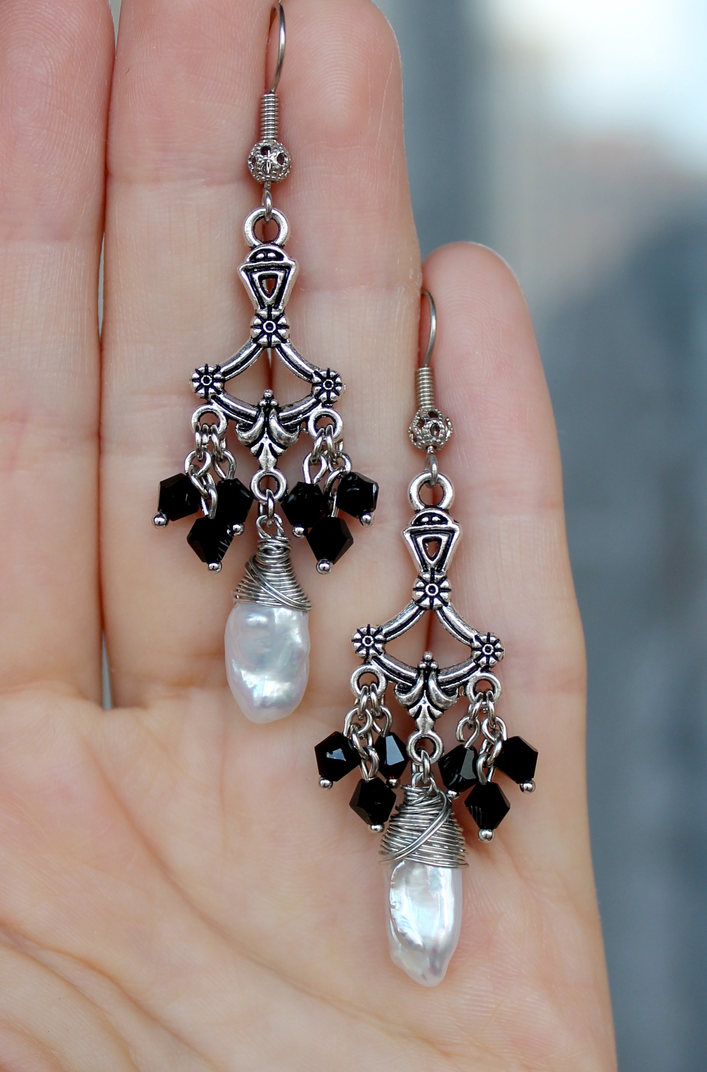 Дополнительное фото товара Винтажные Серьги - Люстры "Королева Севера" с Натуральным Жемчугом