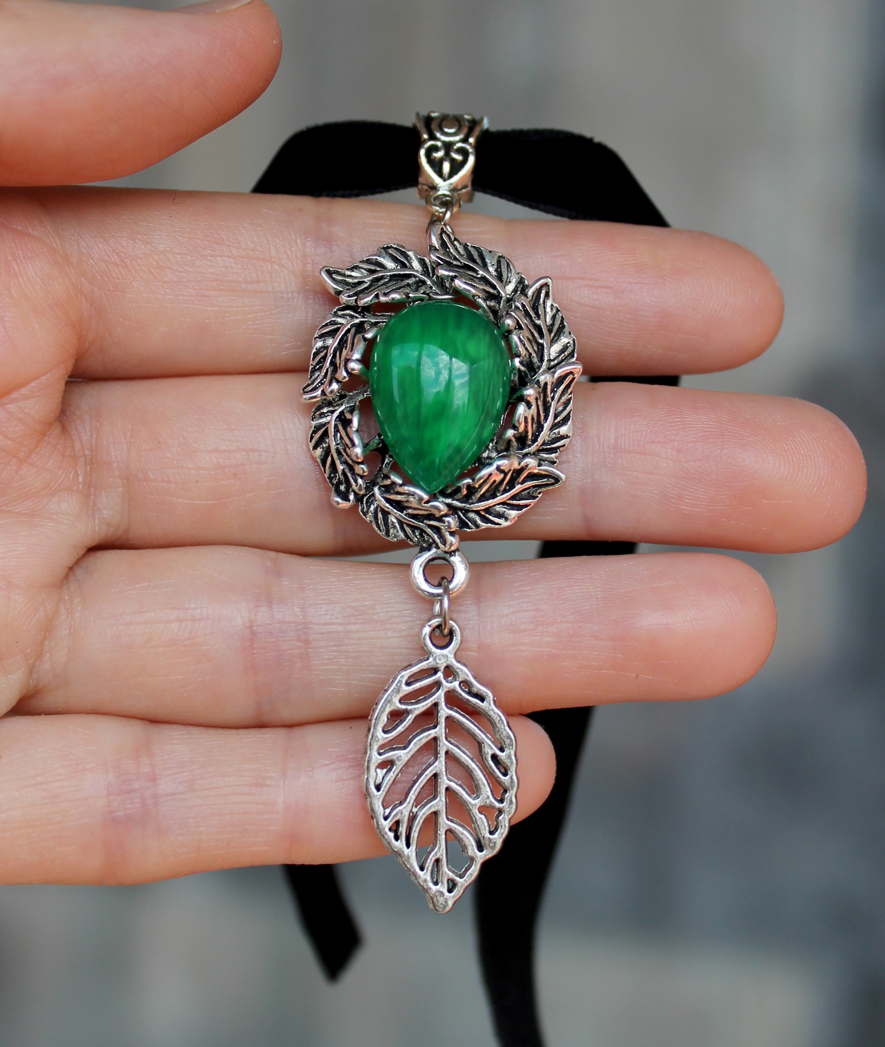 Дополнительное фото товара Винтажный Чокер с Агатом "Летняя ночь"