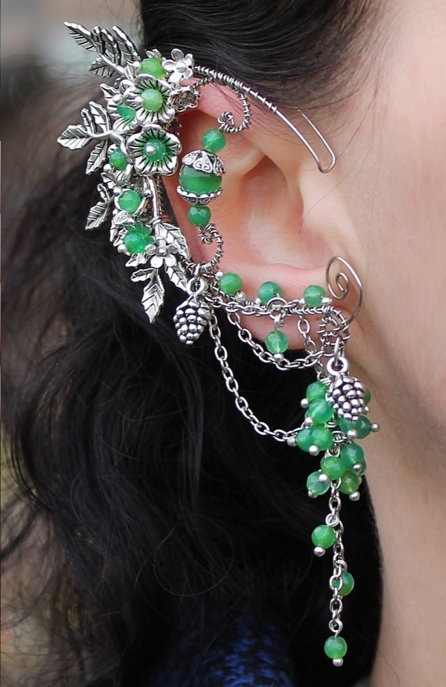 Изображение 3 товара Комплект из 2х Каффов "Королева Эльфов" с Натуральным Агатом и Кошачьим Глазом