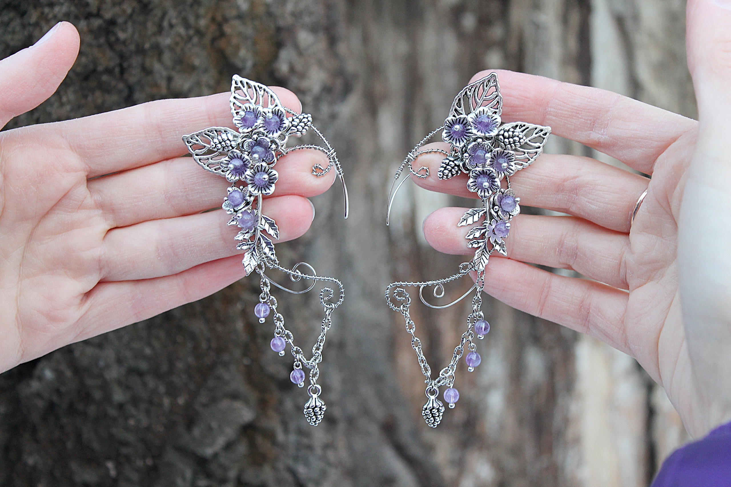 Дополнительное фото товара Комплект из 2х Каффов Эльфийские Ушки с Натуральным Аметистом