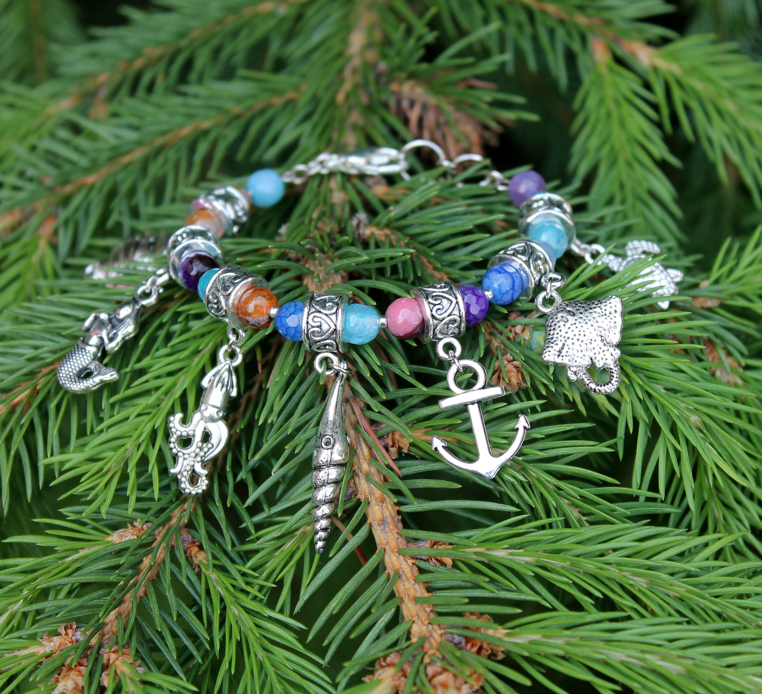 Дополнительное фото товара Чудесный Браслет с Натуральным Агатом в Морском Стиле