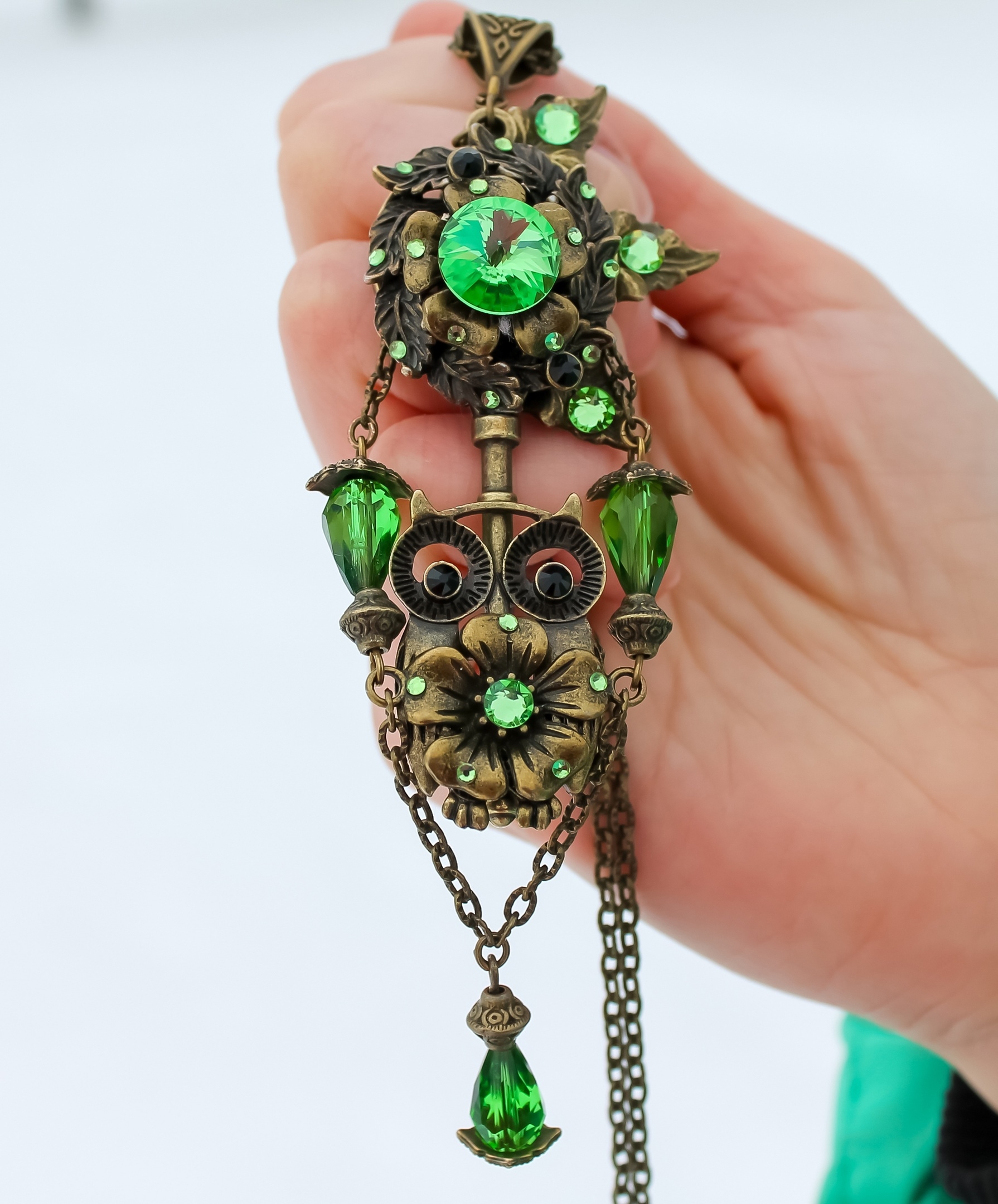 Дополнительное фото товара Винтажный Ключик  Сова на Удачу с кристаллами Swаrоvski 