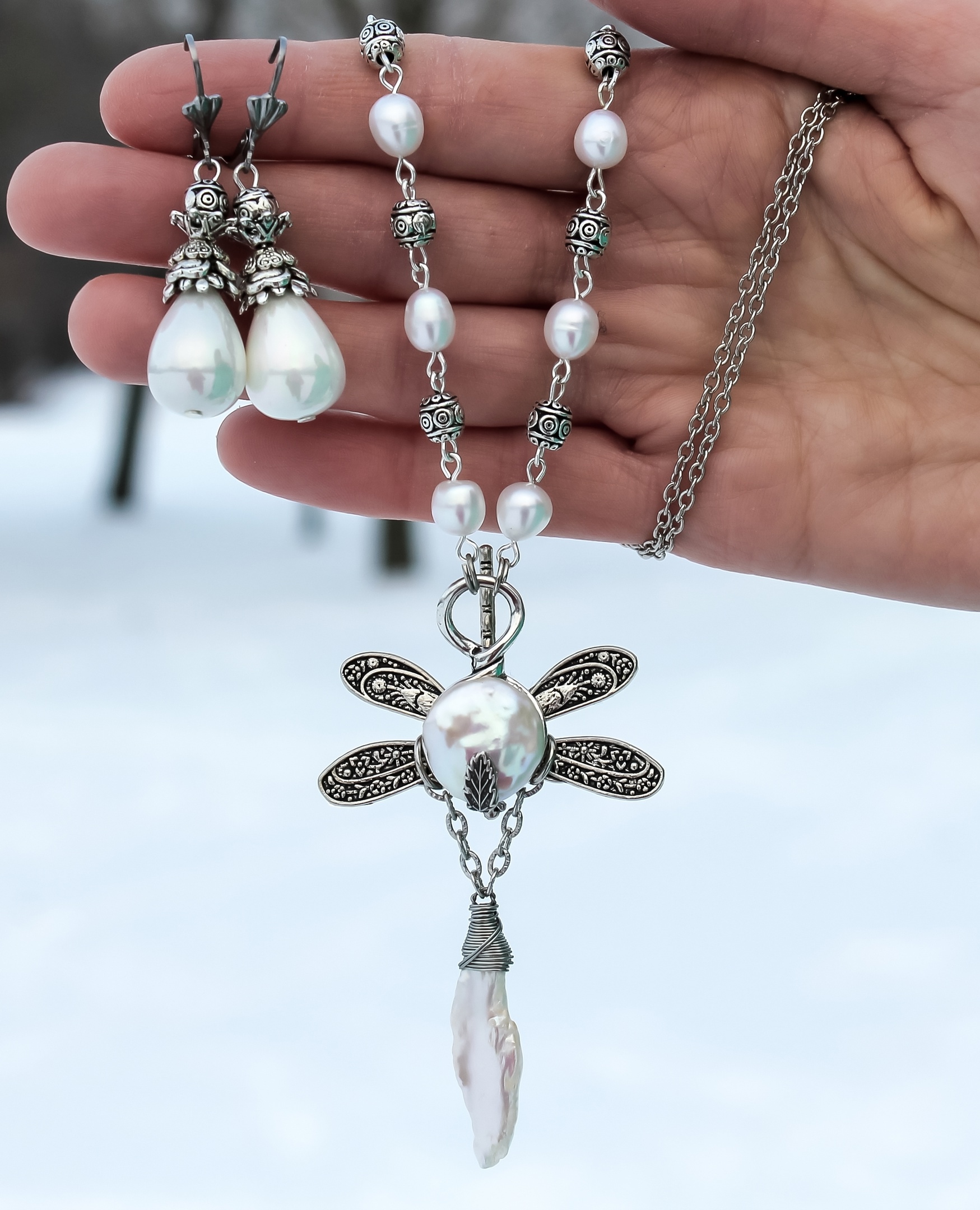 Дополнительное фото товара Королевский Винтажный Комплект Украшений  с Натуральным Жемчугом