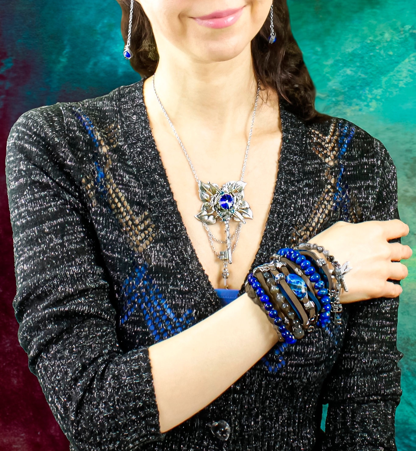 Изображение 3 товара Винтажная Подвеска - Ключик  "Волшебный Свет" с кристаллами Сваровски