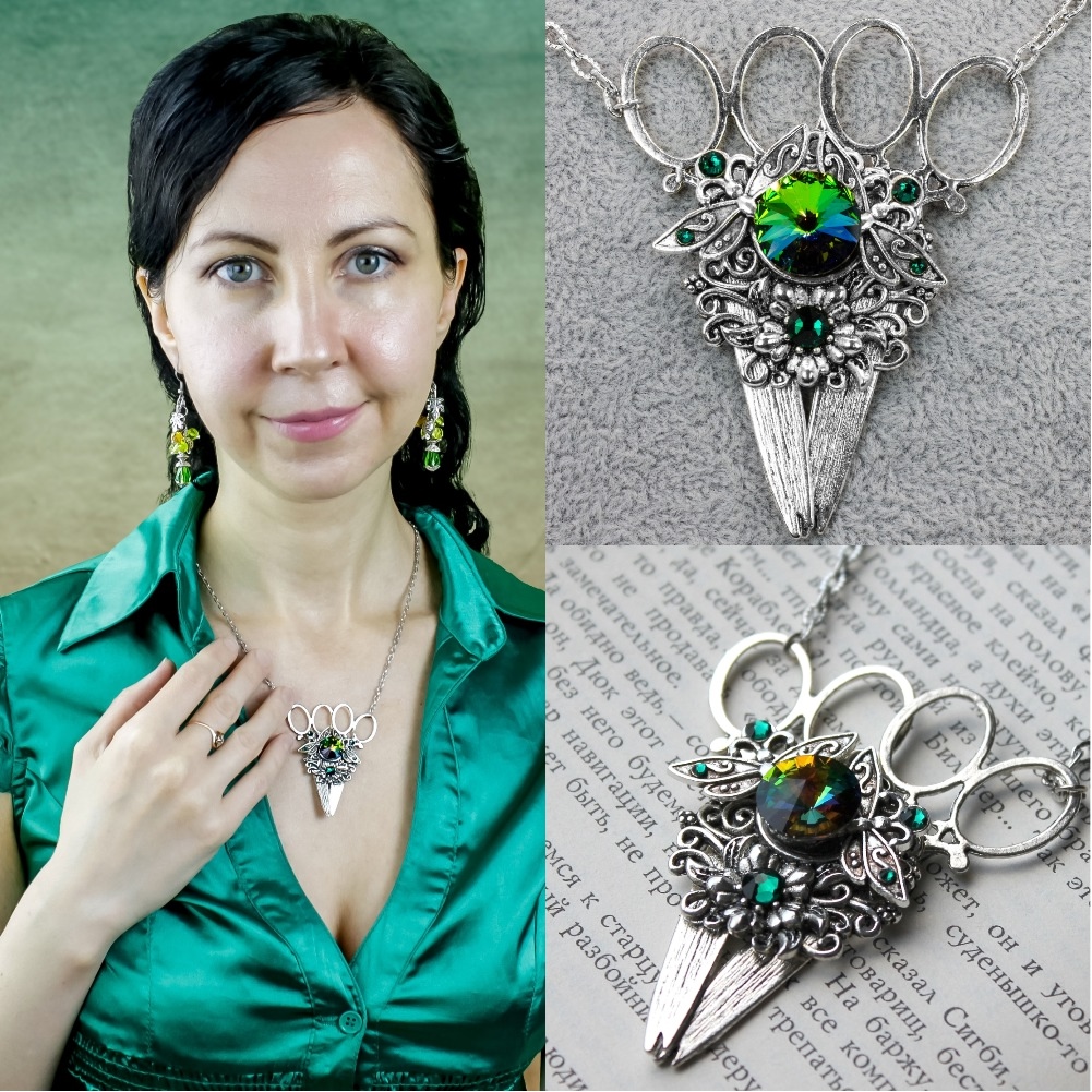 Изображение 3 товара Винтажная Подвеска "Ножницы Времени" с кристаллами Swаrоvski