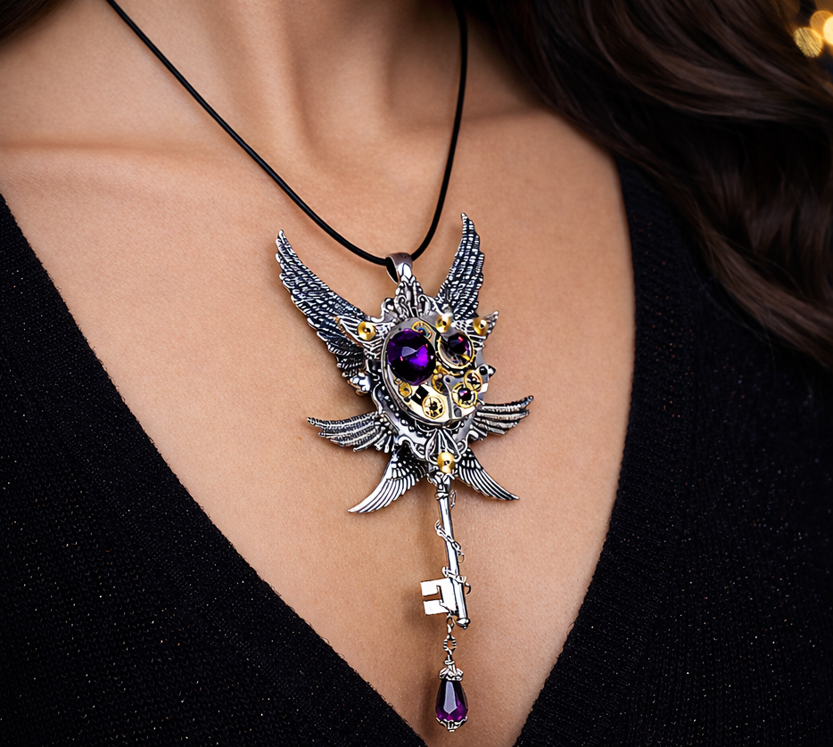 Изображение 0 товара Винтажный Стимпанк-Комплект «Ключ Времени» 🕰️🔑 Кулон-Ключик + Серьги