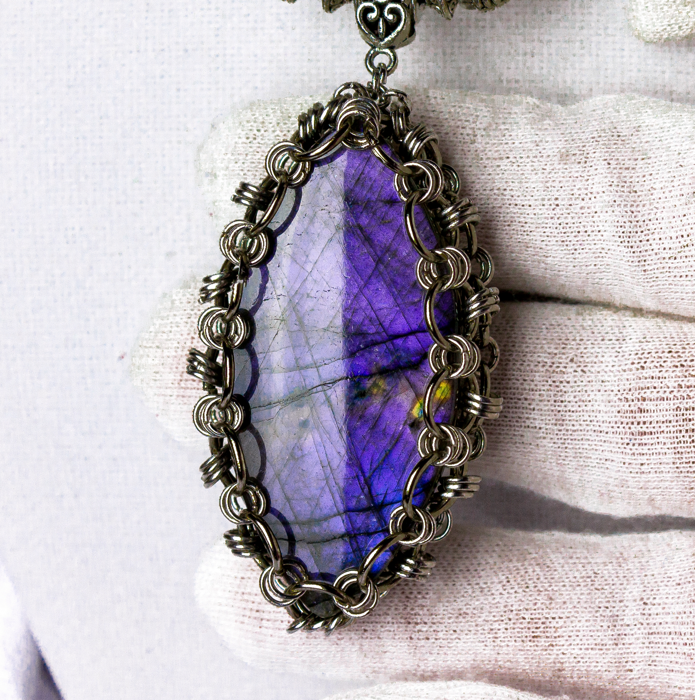 Изображение 2 товара Комплект Колье+ Серьги "Индиго" с Натуральным Редким Лабрадором