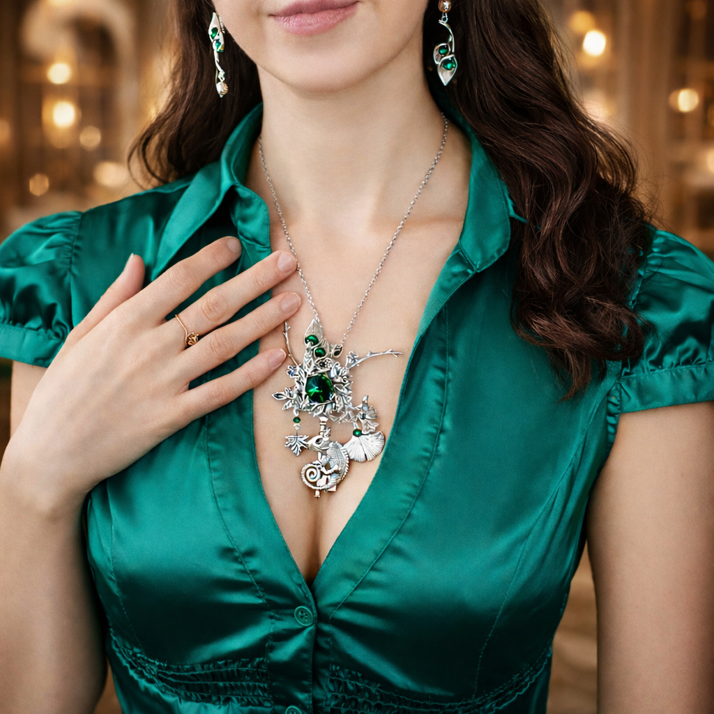 Изображение 0 товара Шикарный винтажный изумрудный ключик со Сваровски