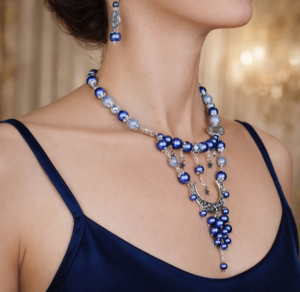 Изображение 0 товара Комплект колье и серёг «Звёздное Небо» — жемчуг Swаrоvski, посеребрение