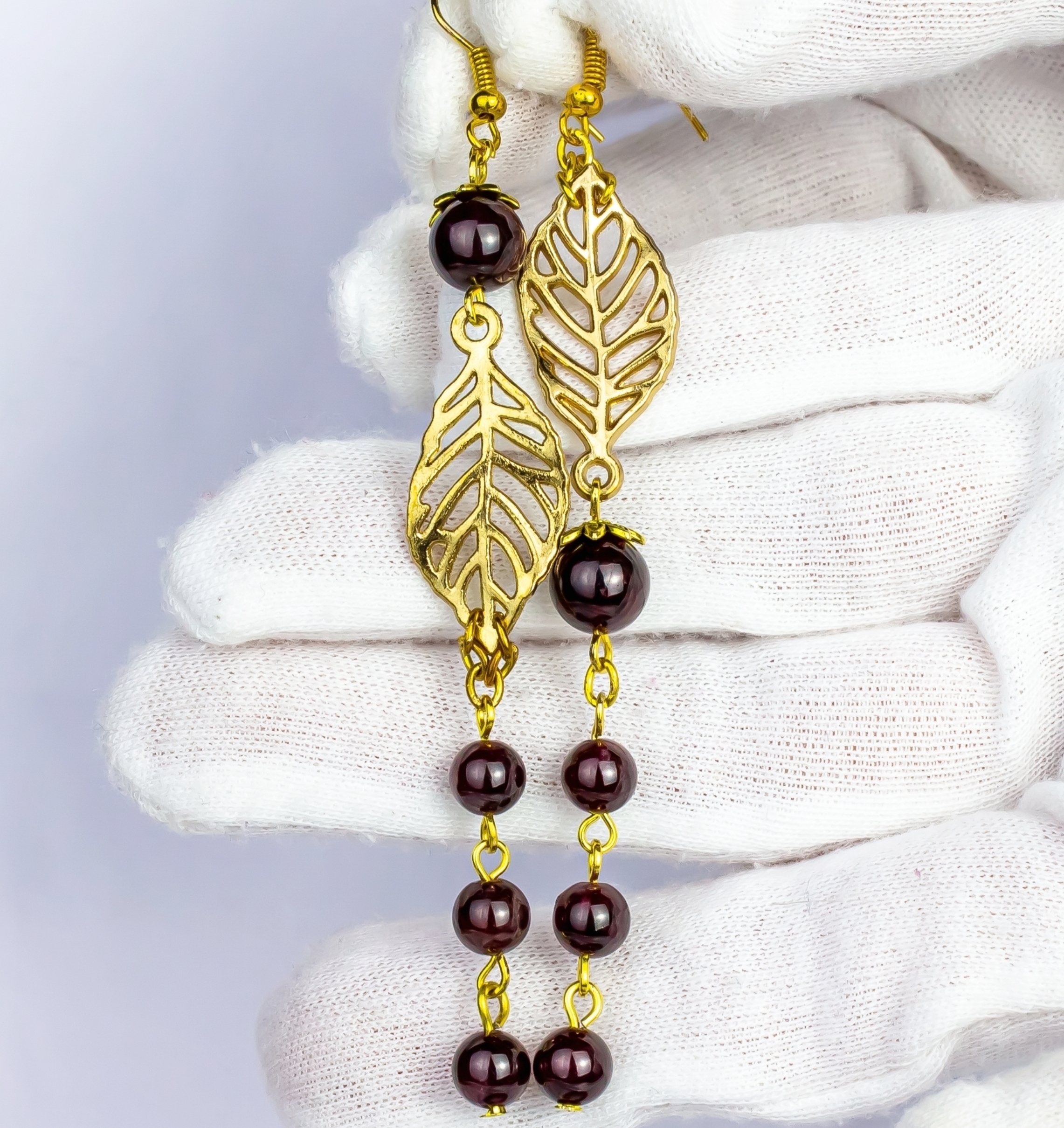 Изображение 2 товара Золотой комплект: браслет + серьги с натуральным гранатом «Для Тебя»