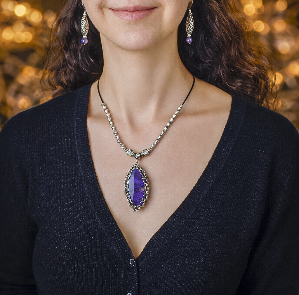 Изображение 3 товара Колье "Индиго" с Натуральным Редким Лабрадором