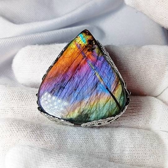 Уникальное Кольцо с Крупным Редким Натуральным Лабрадоритом "Портал в  - фото товара