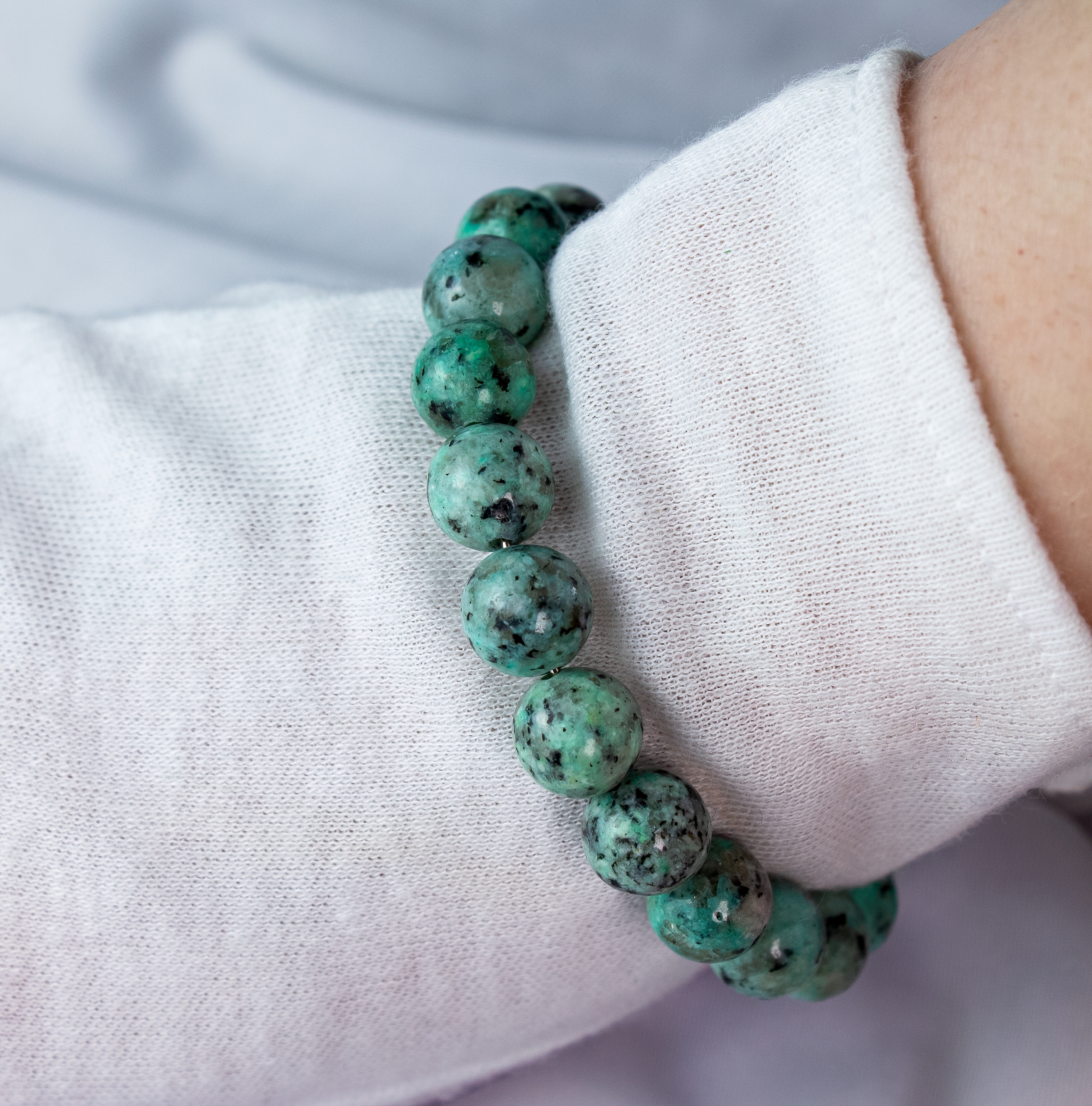 Браслет с Натуральной Яшмой «Морская Графиня» на Сверхпрочной Основе п - фото товара