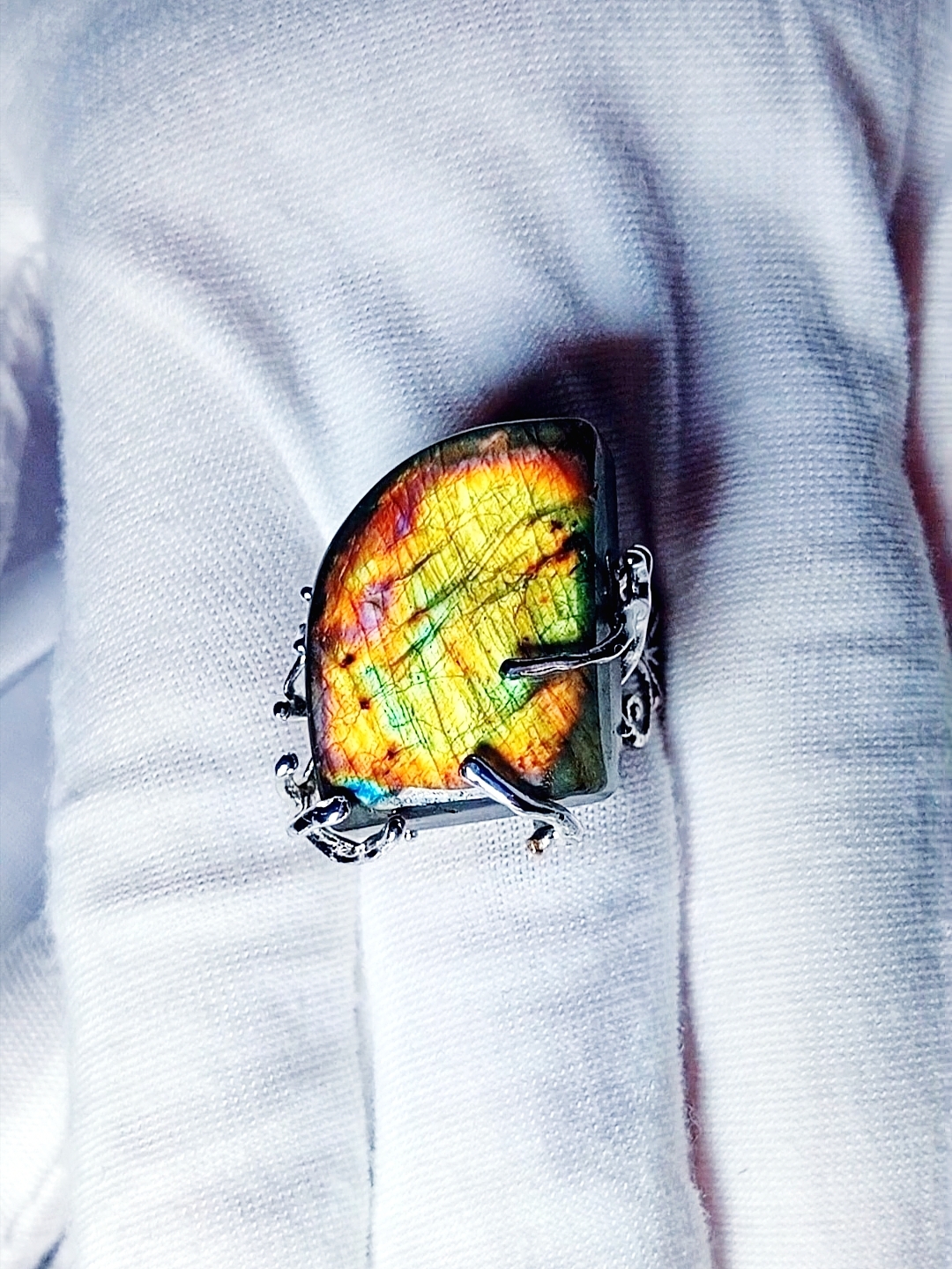 Изображение 3 товара Кольцо «Слиток Золота» с Редким Натуральным Лабрадором