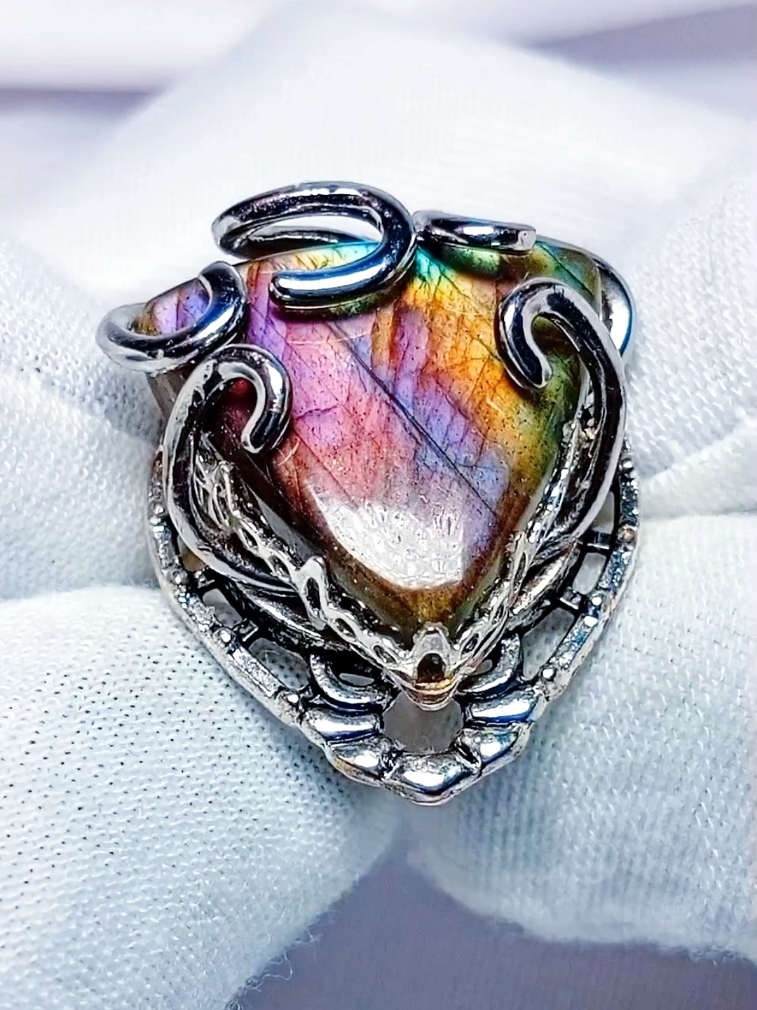 Дополнительное фото товара Кольцо с Натуральным Редким Лабрадором "Рассвет в Горах"