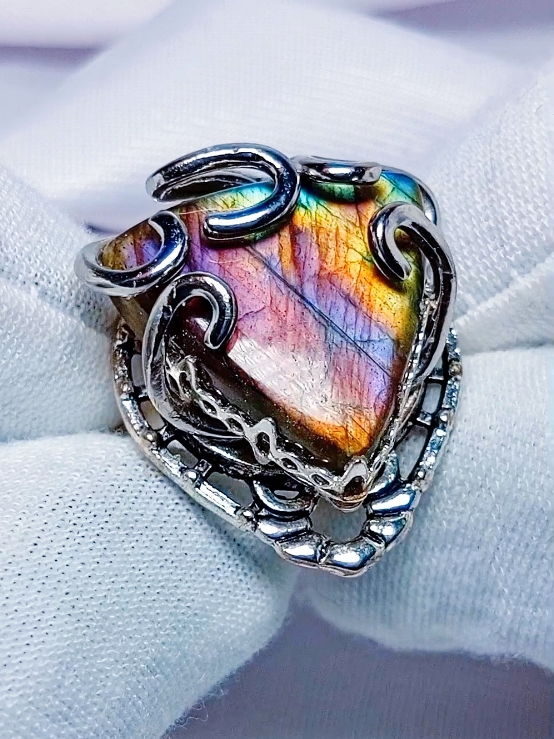 Изображение 3 товара Кольцо с Натуральным Редким Лабрадором "Рассвет в Горах"