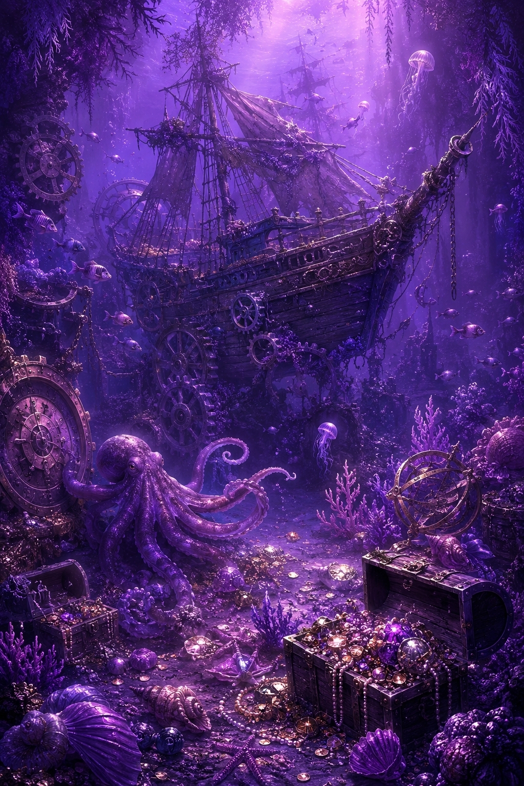 Изображение 4 товара Изящные Асимметричные Серьги 🐚 «Тайны Аметистового Моря»