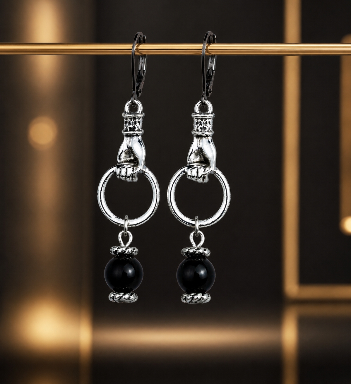 Изображение 0 товара Комплект Украшений с Серебристым Обсидианом "Королева Пик"