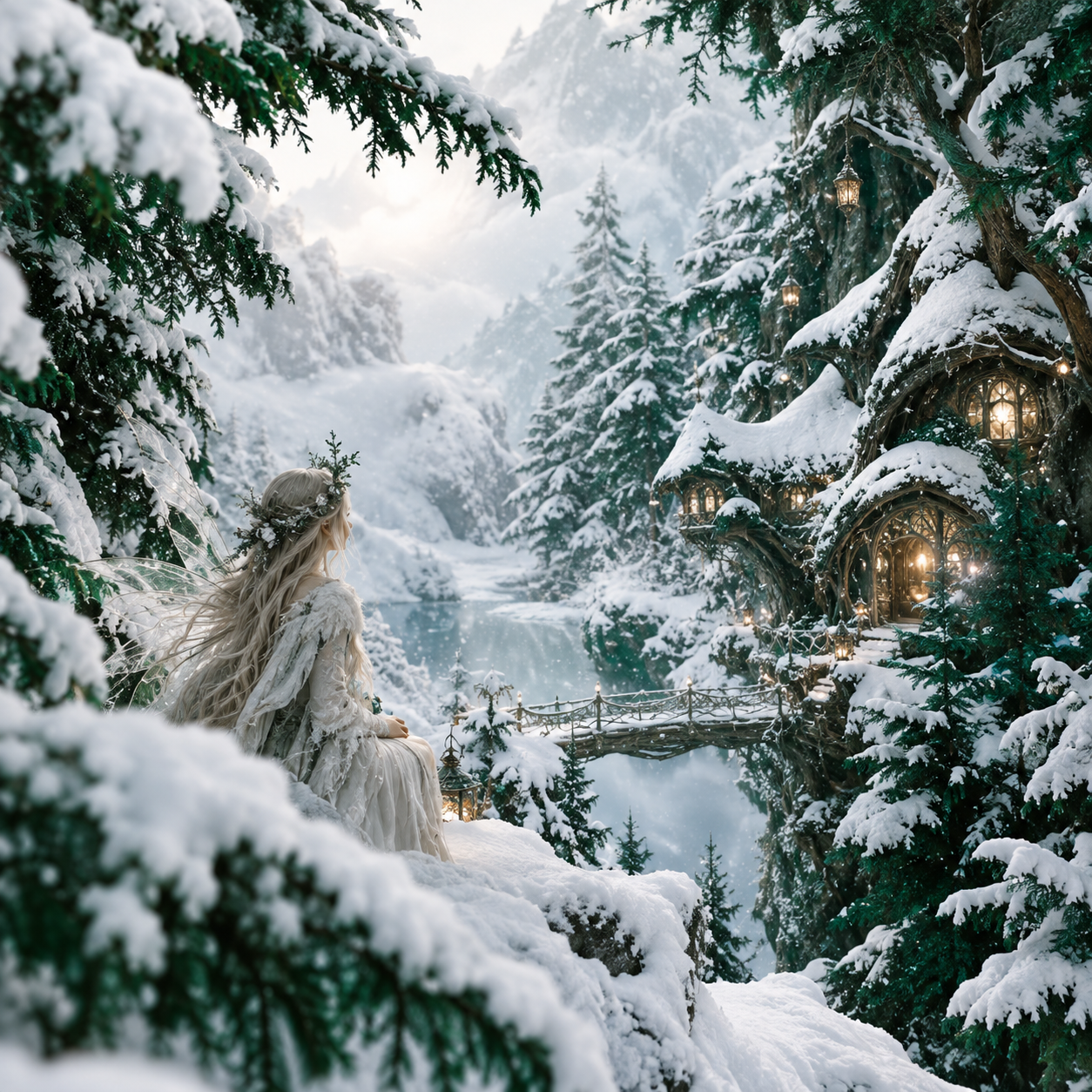 🌙Волшебный Зимний Лес🌲- Кольцо с Моховым Агатом в Солнечном Кварце. Ру - фото товара