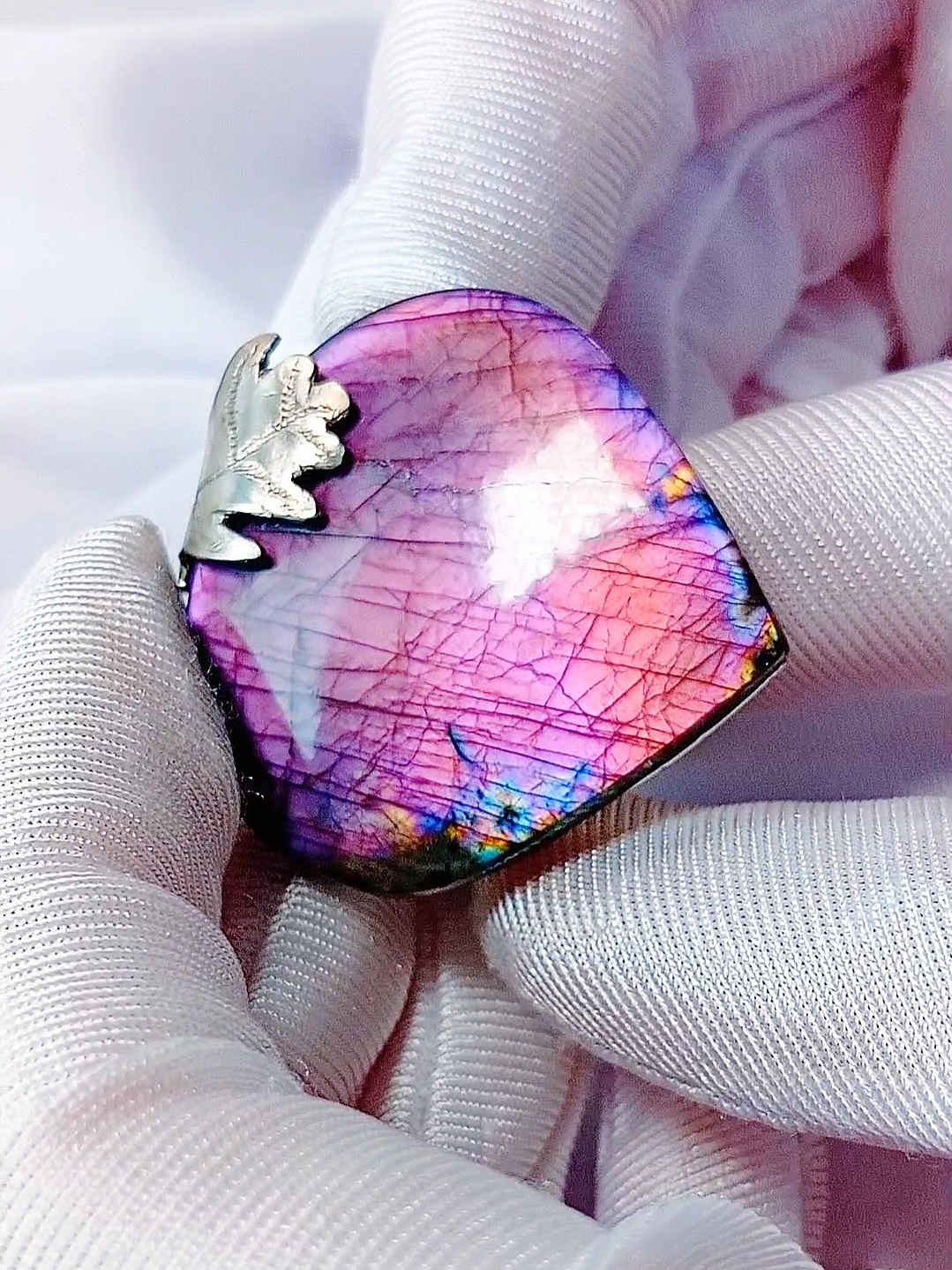 💜Лавандовое Сияние✨ — Кольцо с Премиальным Редким Лабрадором (Оправа Р - фото товара