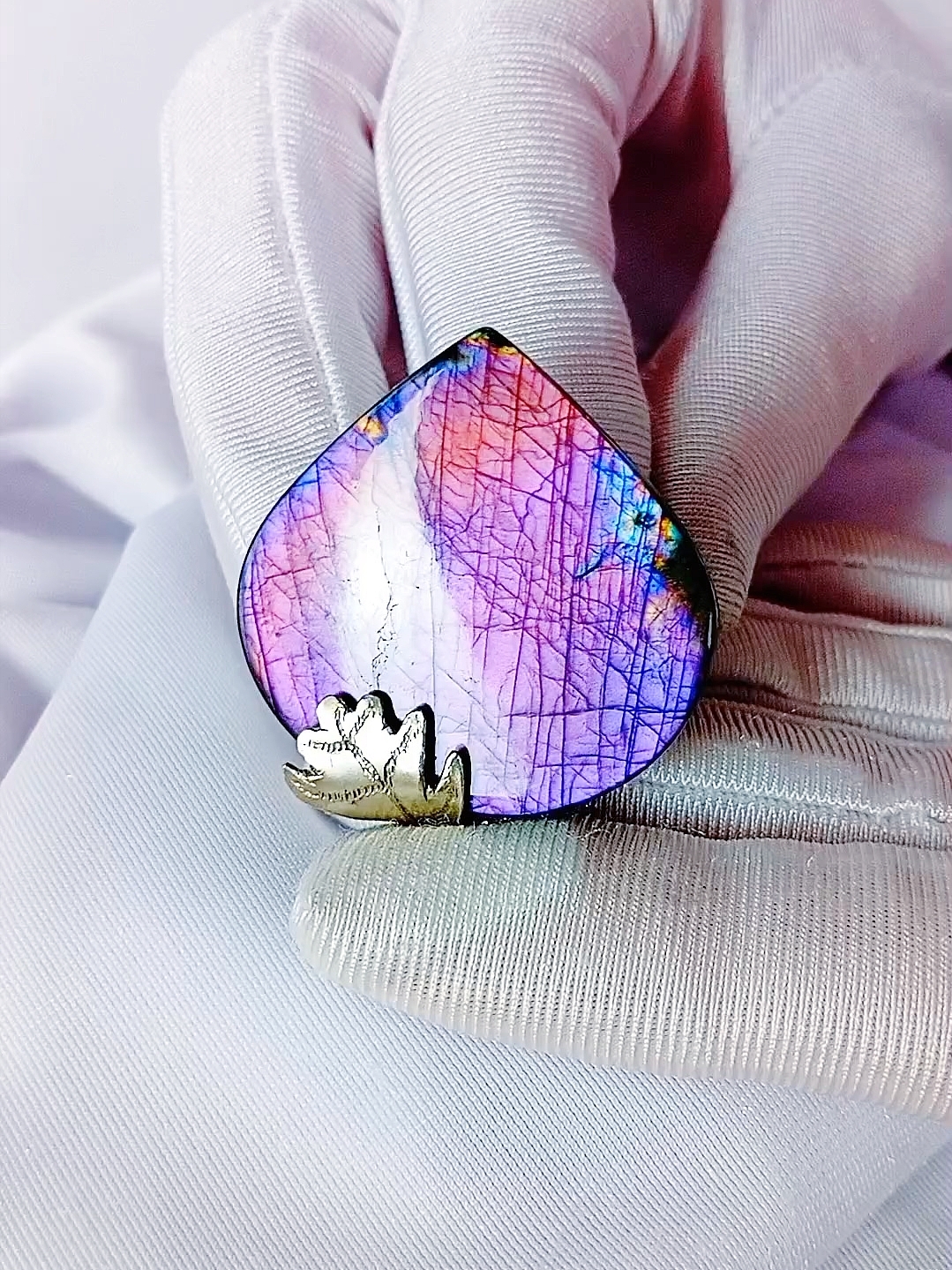 💜Лавандовое Сияние✨ — Кольцо с Премиальным Редким Лабрадором (Оправа Р - фото товара