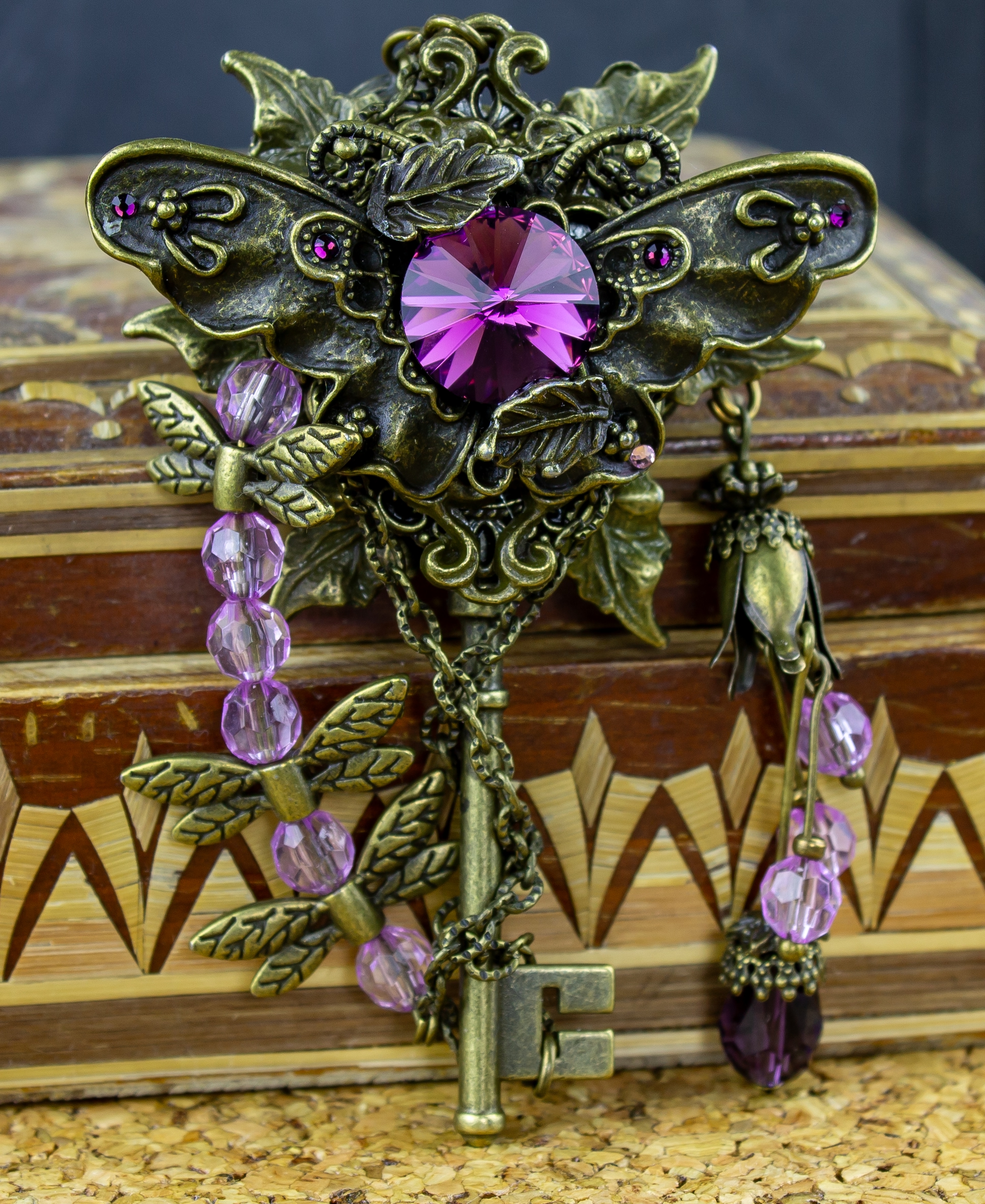 Винтажный кулон-ключик «Волшебный Сад» со Сваровски