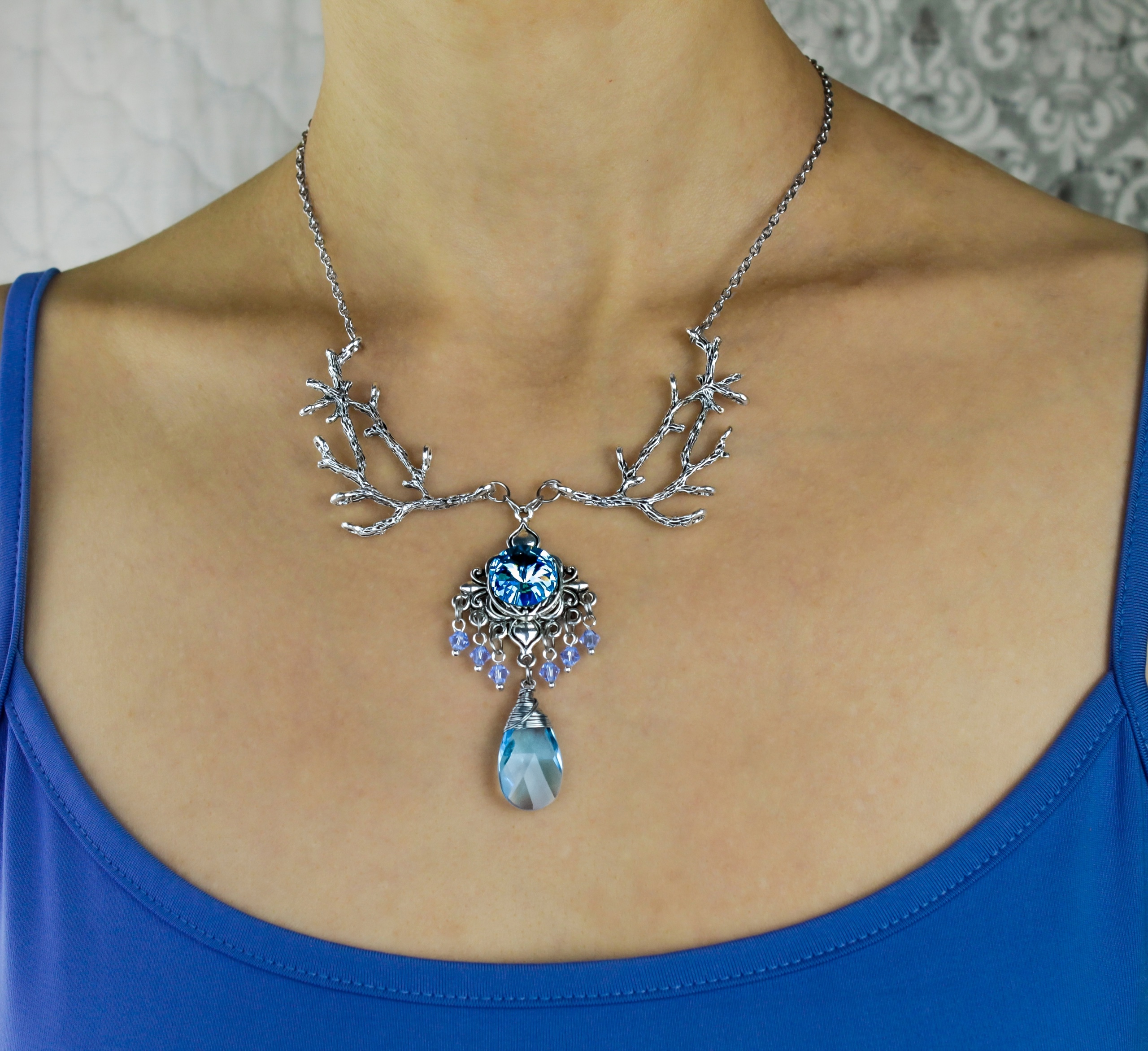 Винтажное колье Утренняя Роса со Сваровски