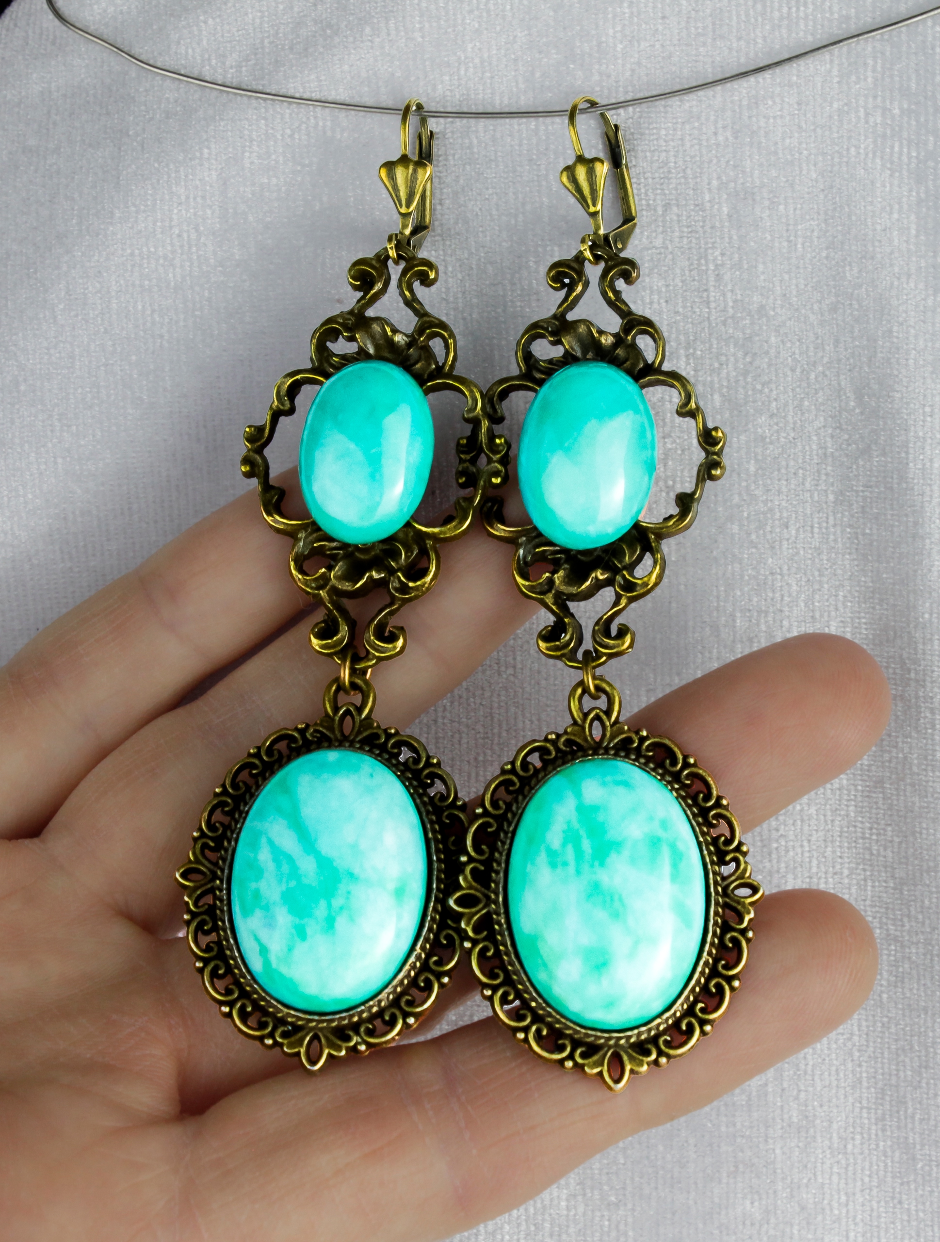 Винтажные серьги Богиня амазонит