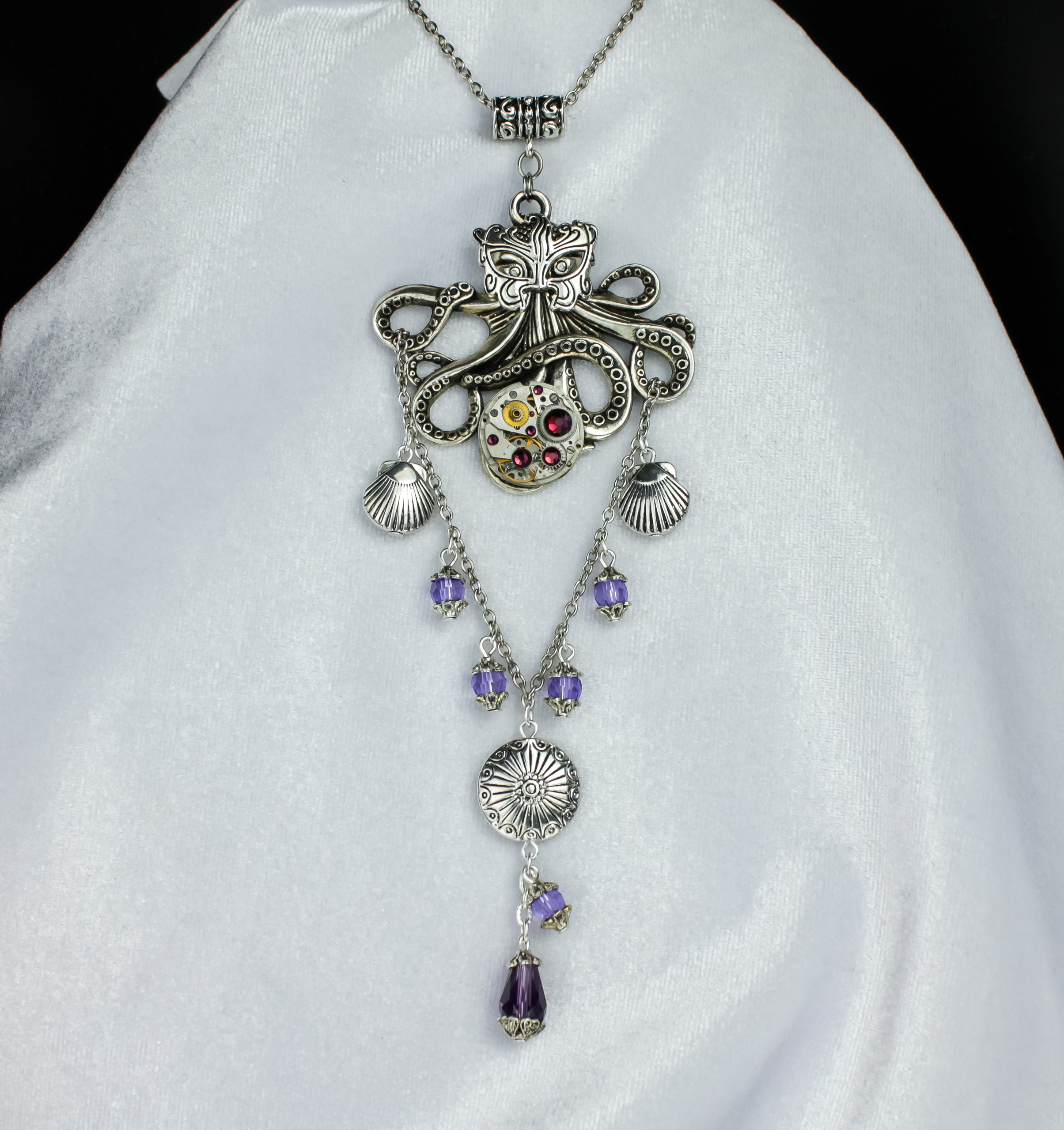 Стимпанк колье Осьминог с механизмом