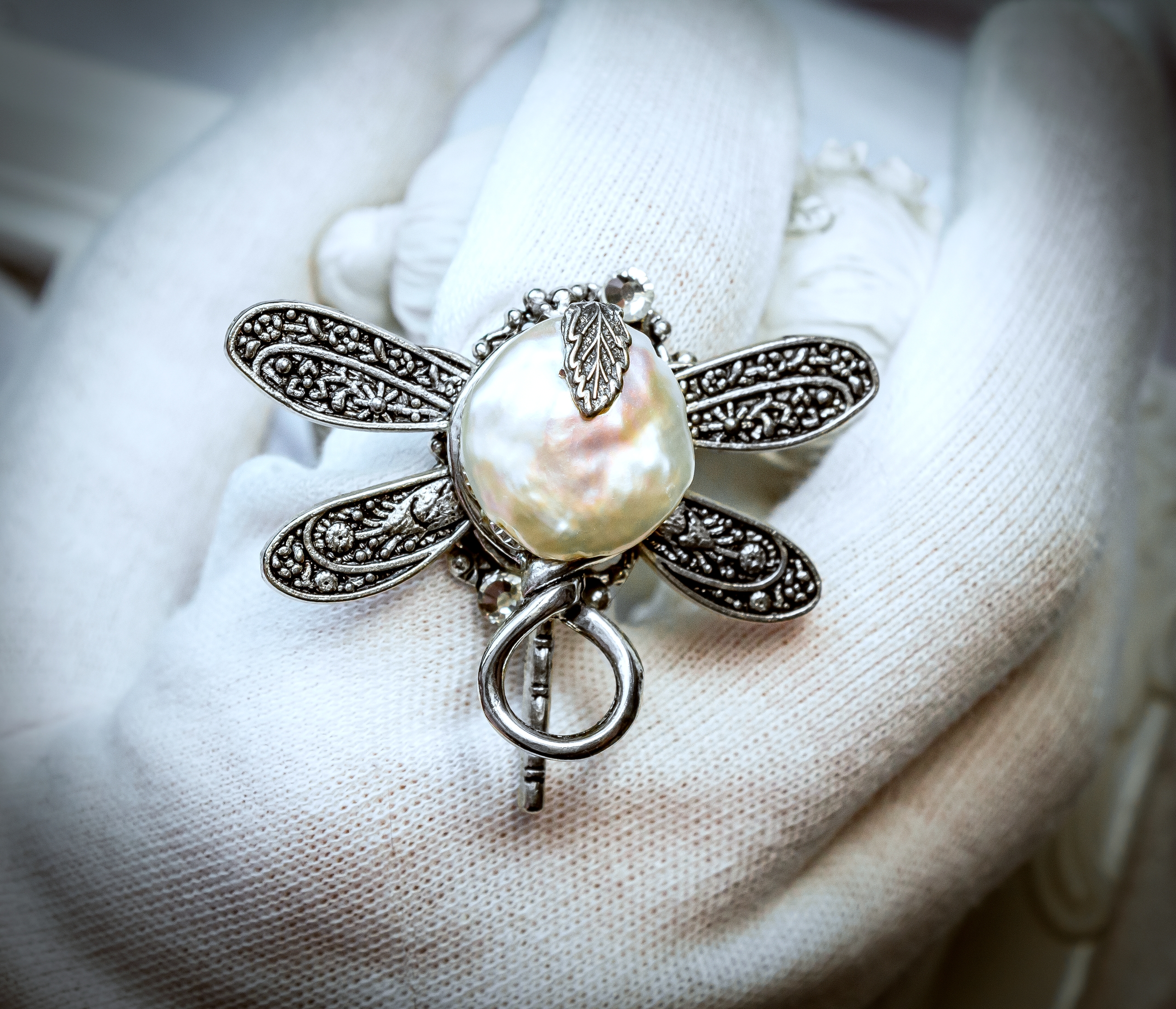 Винтажное Кольцо c  Натуральным Жемчугом "Жемчужное Cияние"