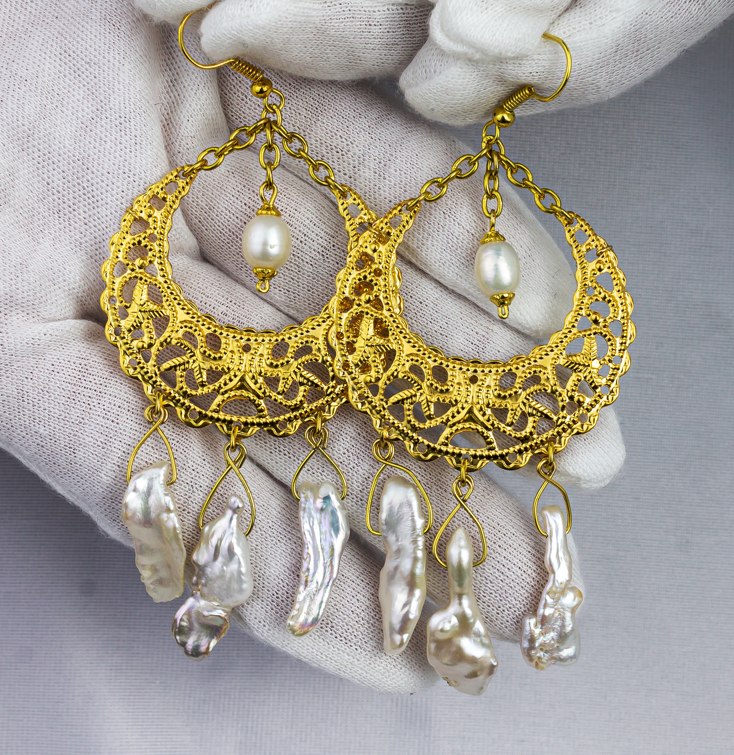 Винтажные серьги Лунная Роскошь барочный жемчуг