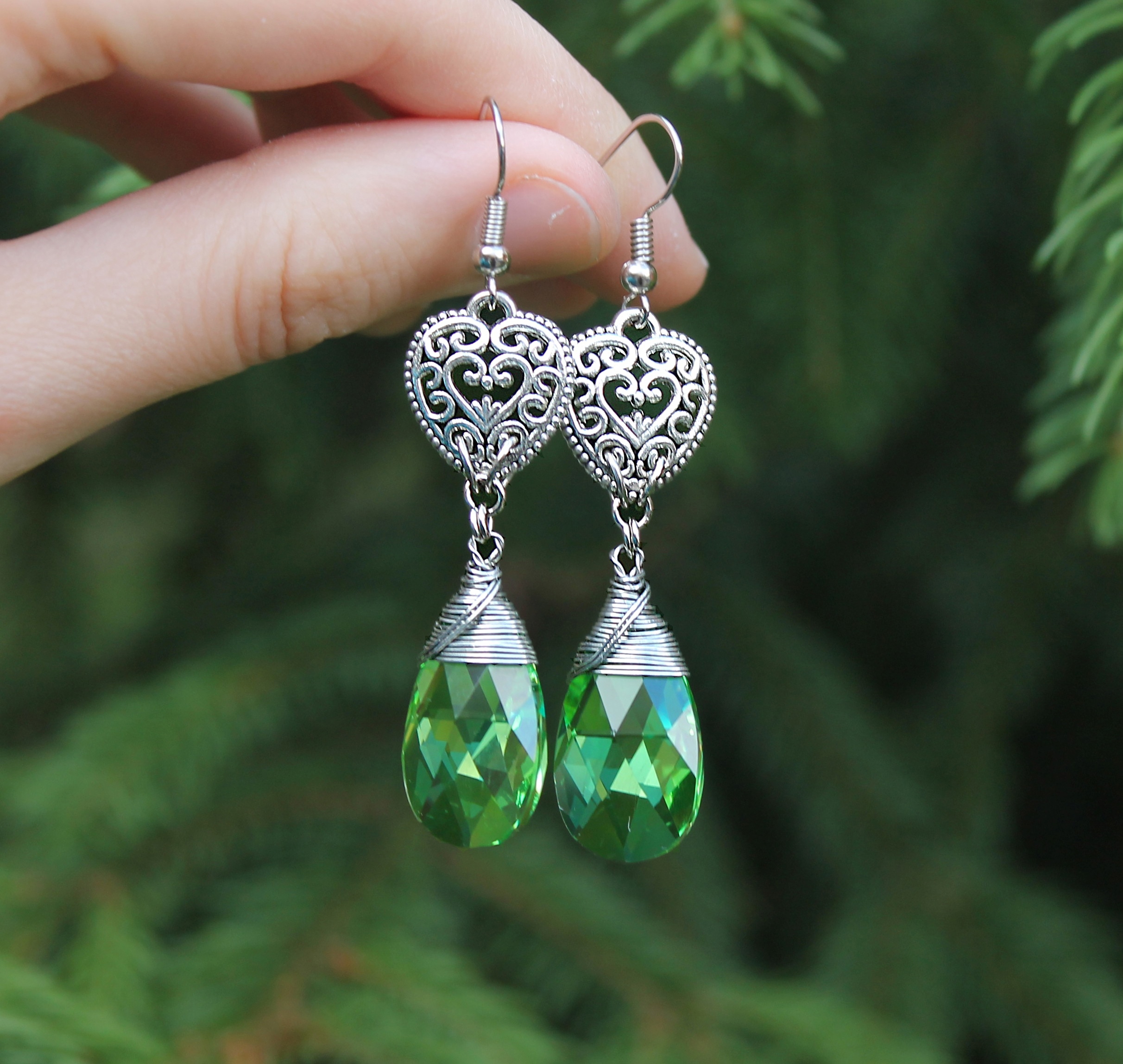 Серьги с кристаллами Swarovski «Сердце Леса»