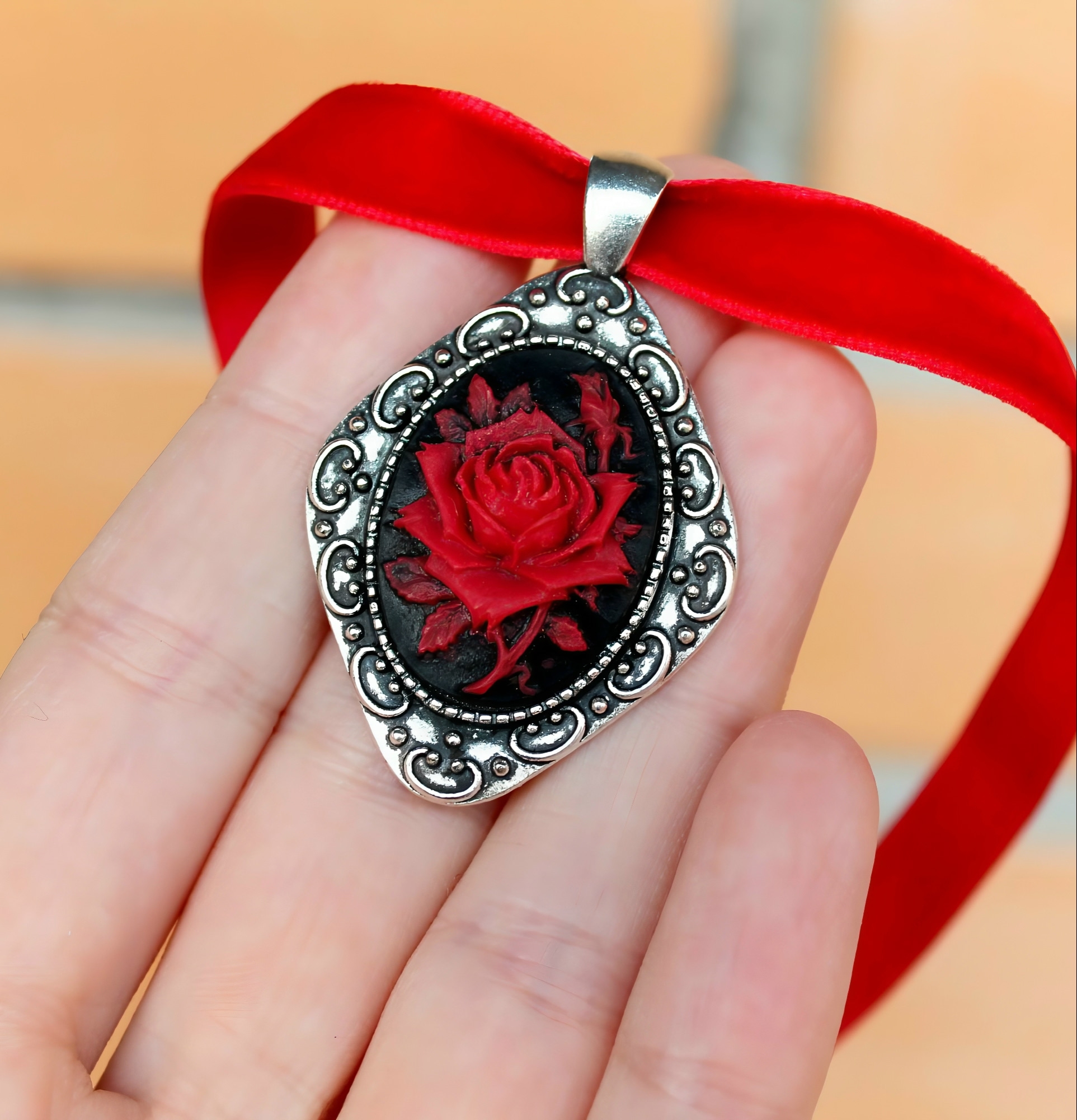 Винтажный Чокер 🌹Красная Роза🌹