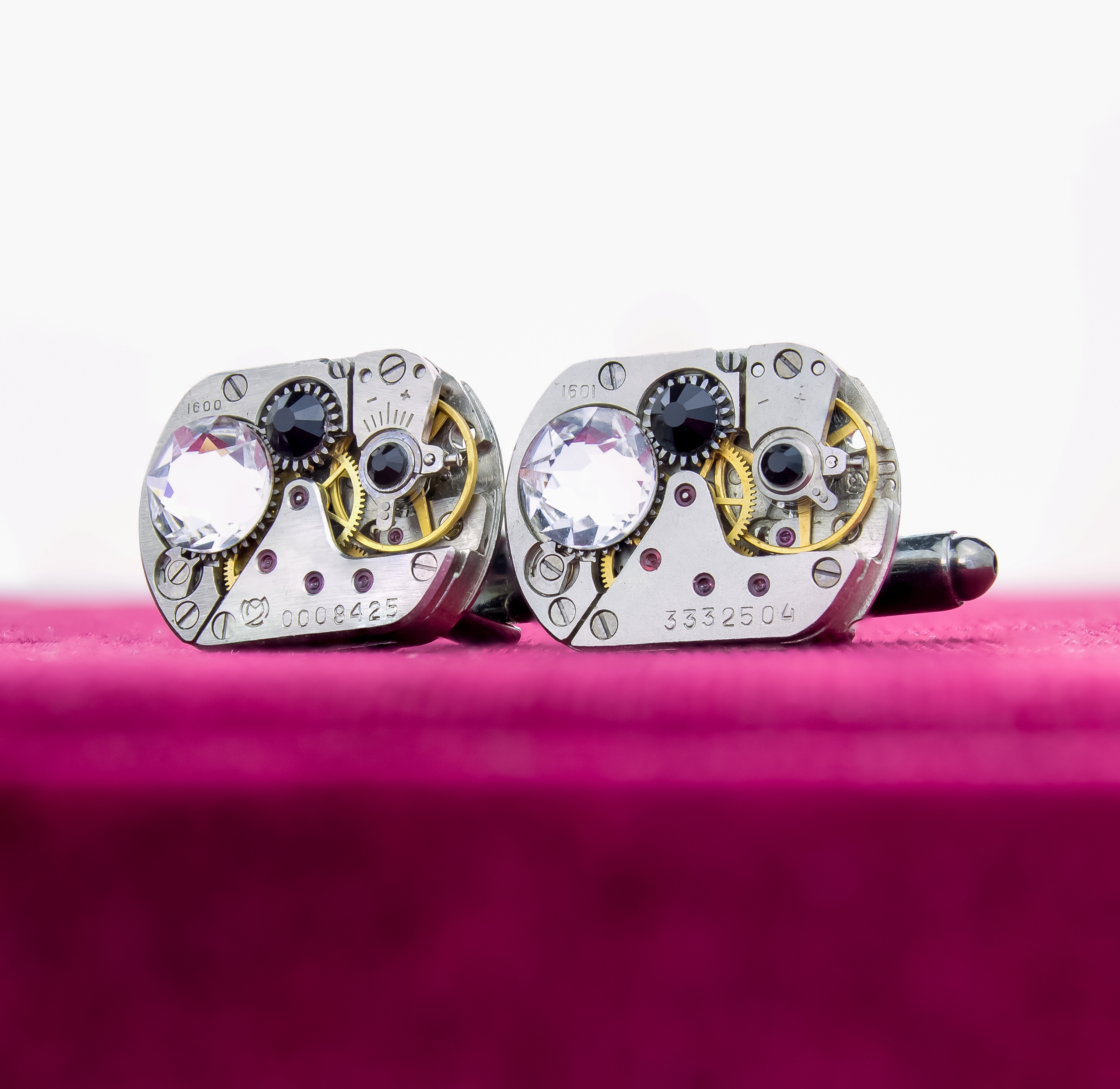 Винтажные Стимпанк Запонки "Нуар" с кристаллами Сваровски