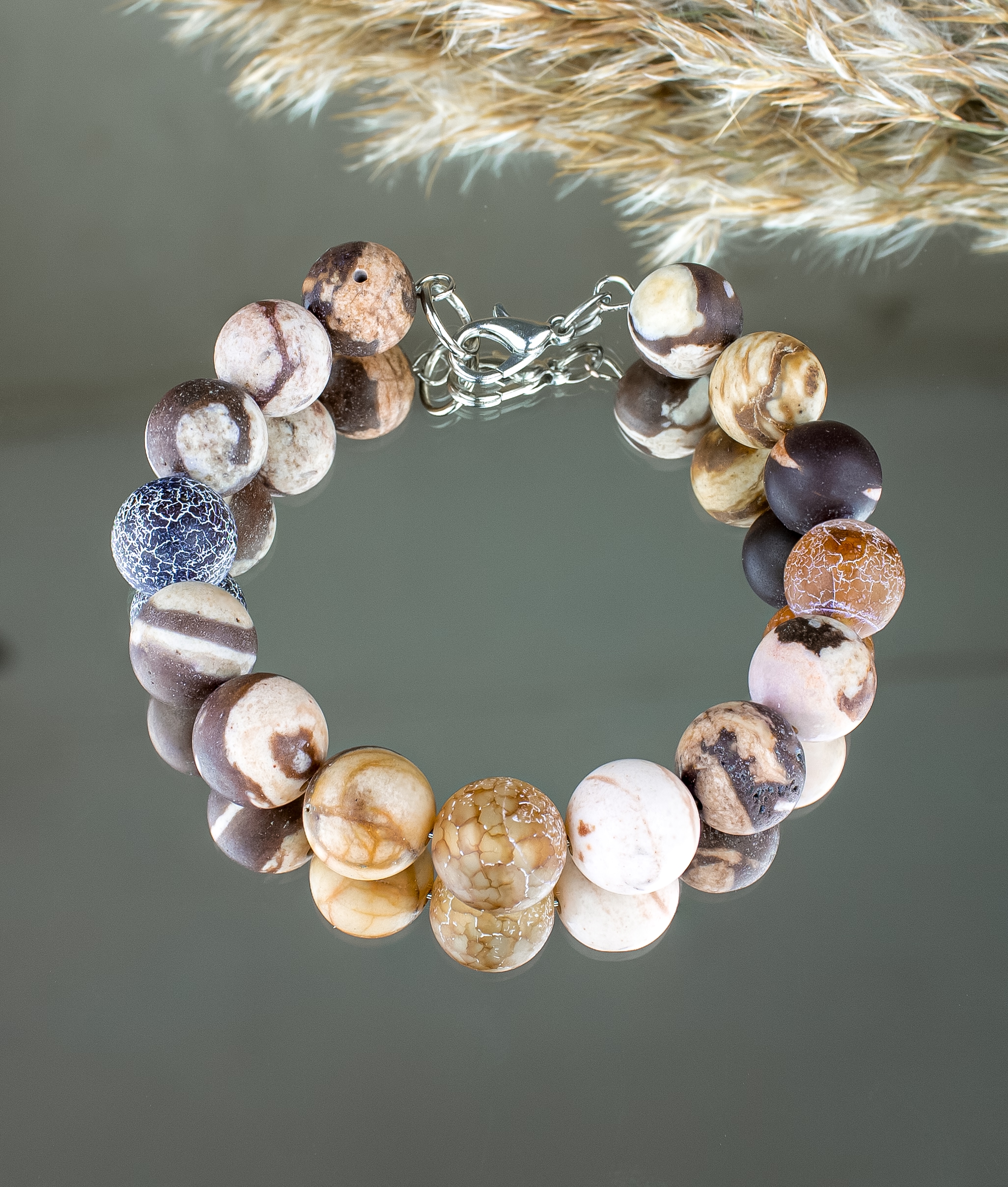 Браслет с яшмой и агатом