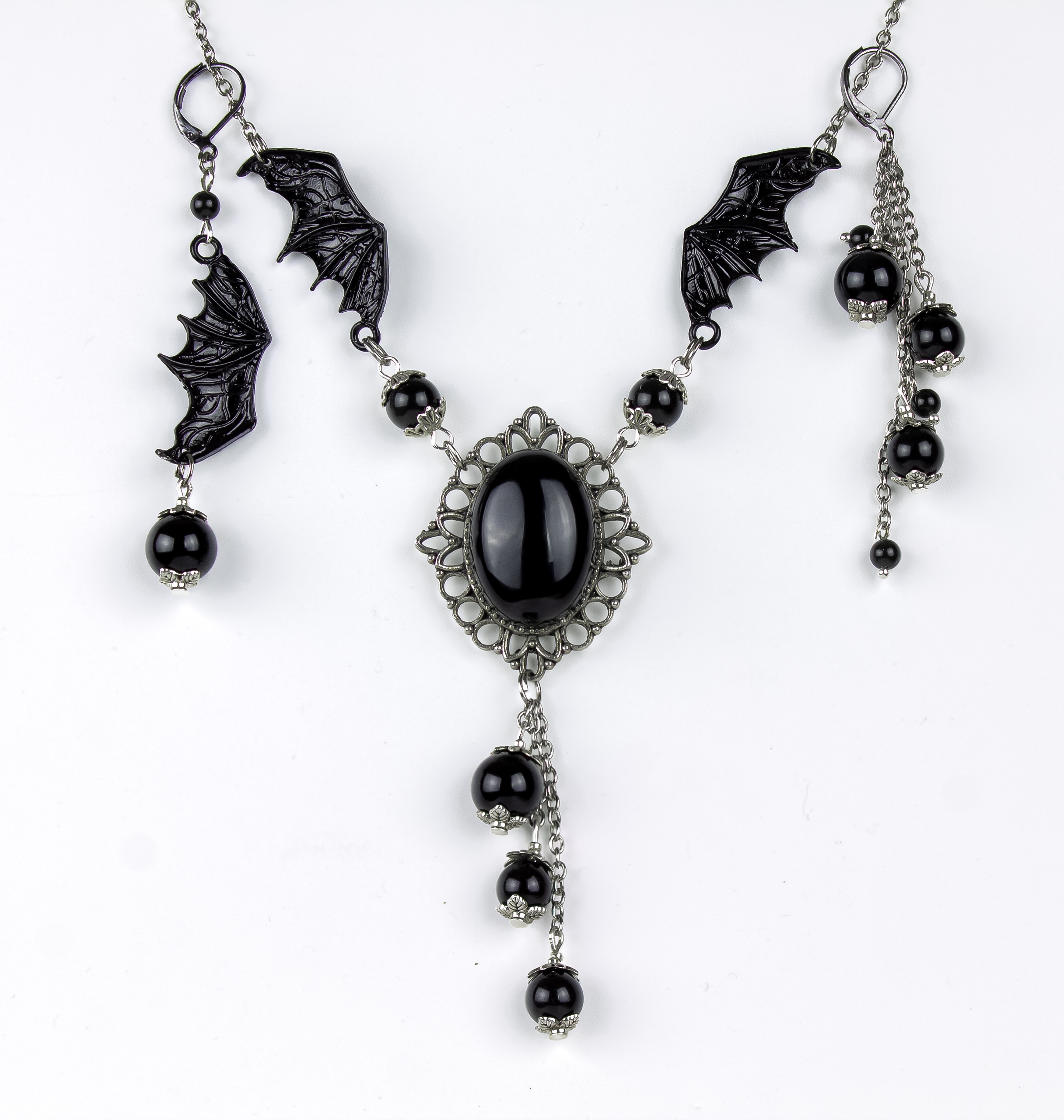 Винтажный комплект обсидиан короткие серьги