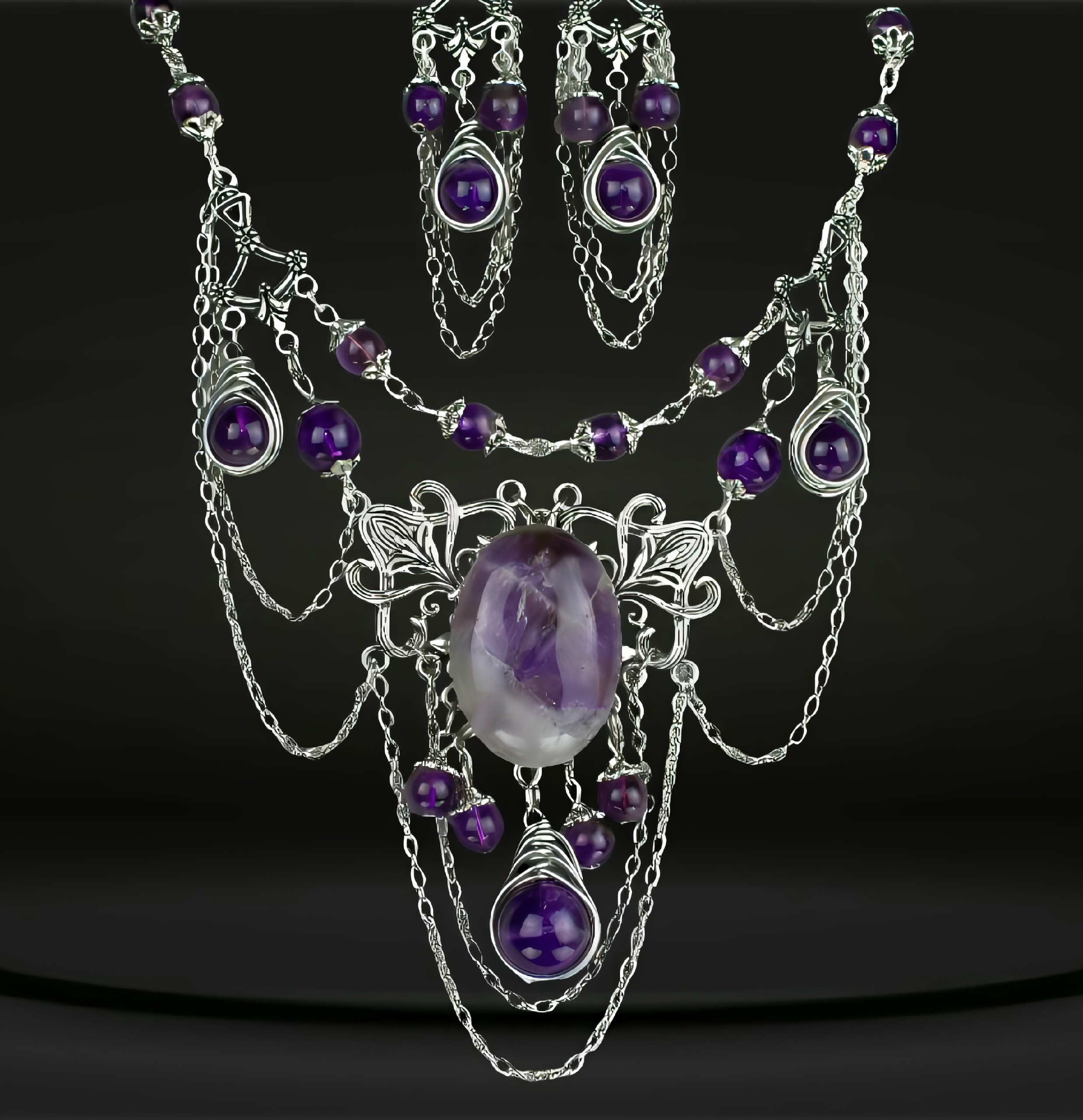 Винтажный комплект с аметистами