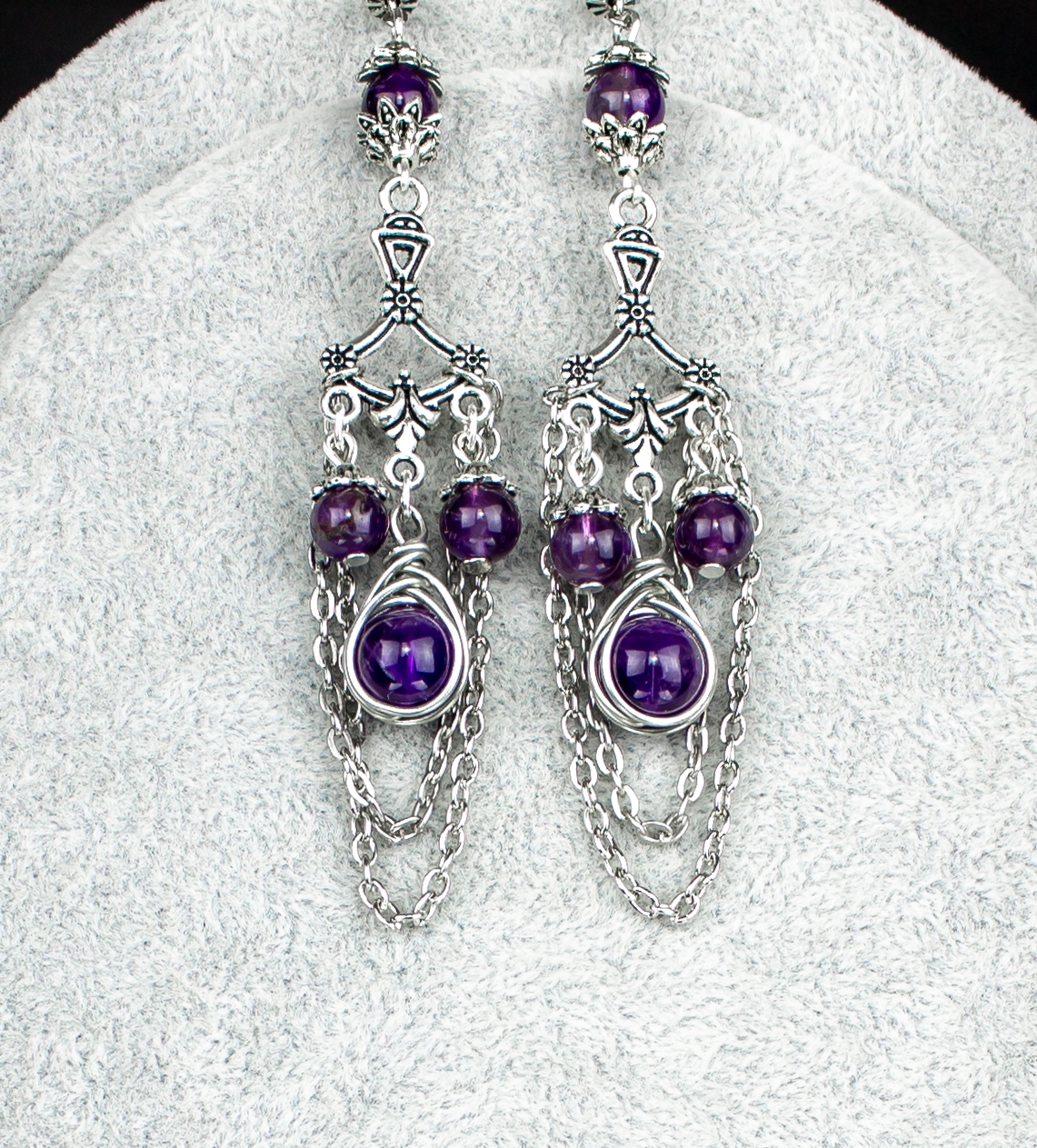 Винтажные серьги-люстры Коронация аметист