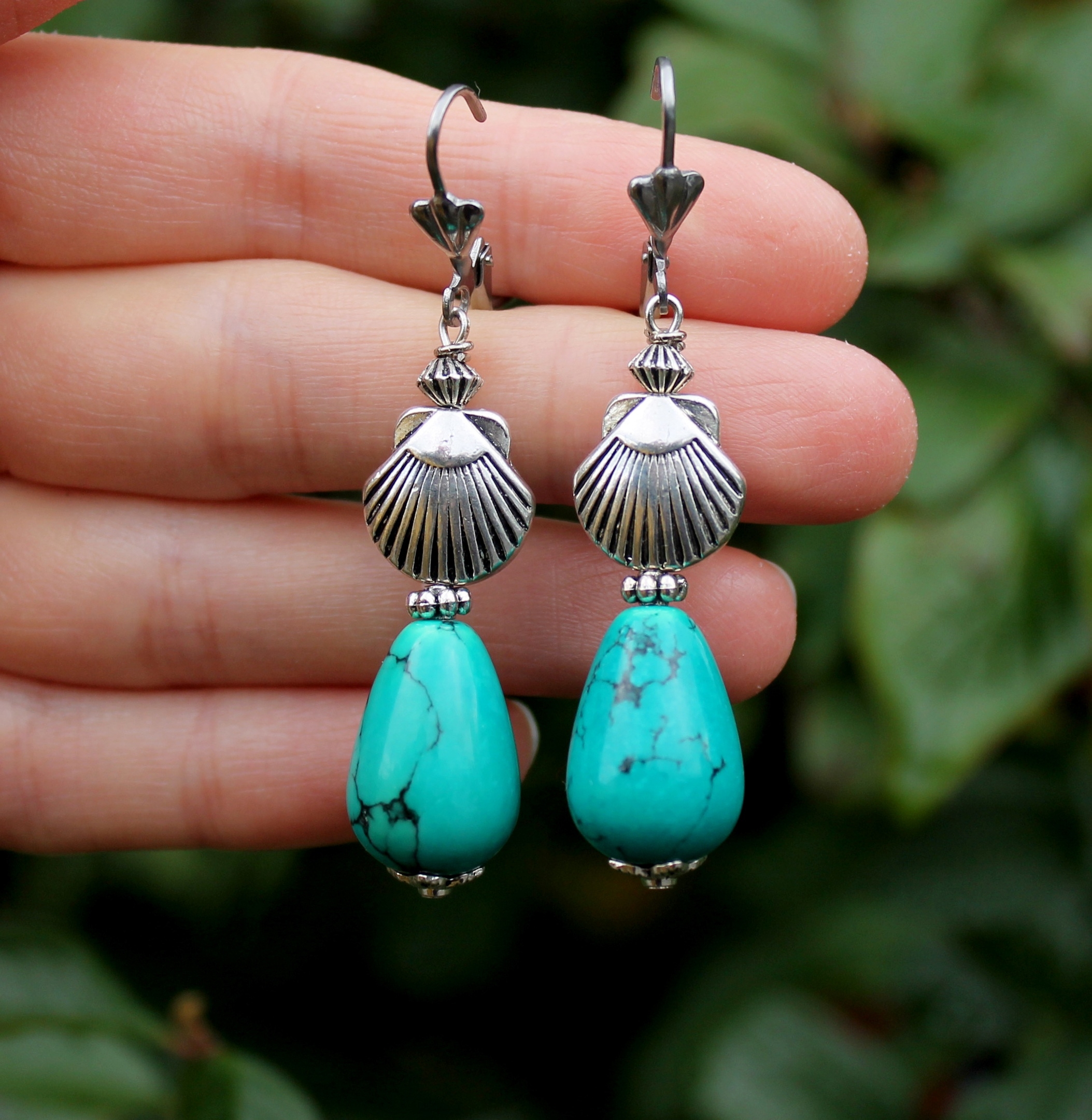 Серьги Морская Королева бирюза