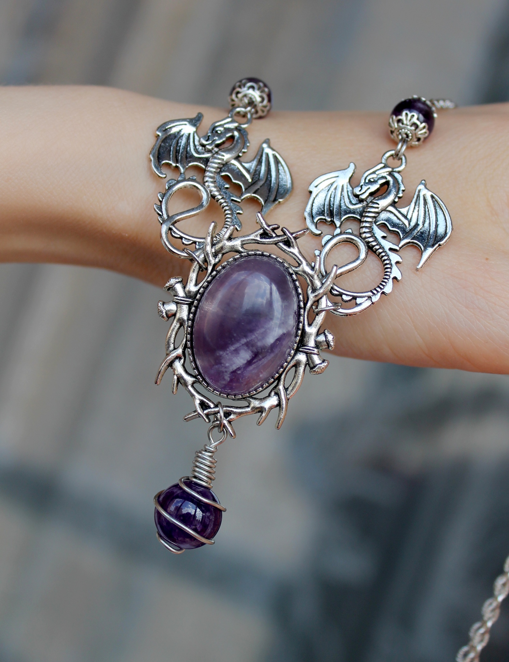 Колье с аметистом «Танец Драконов»