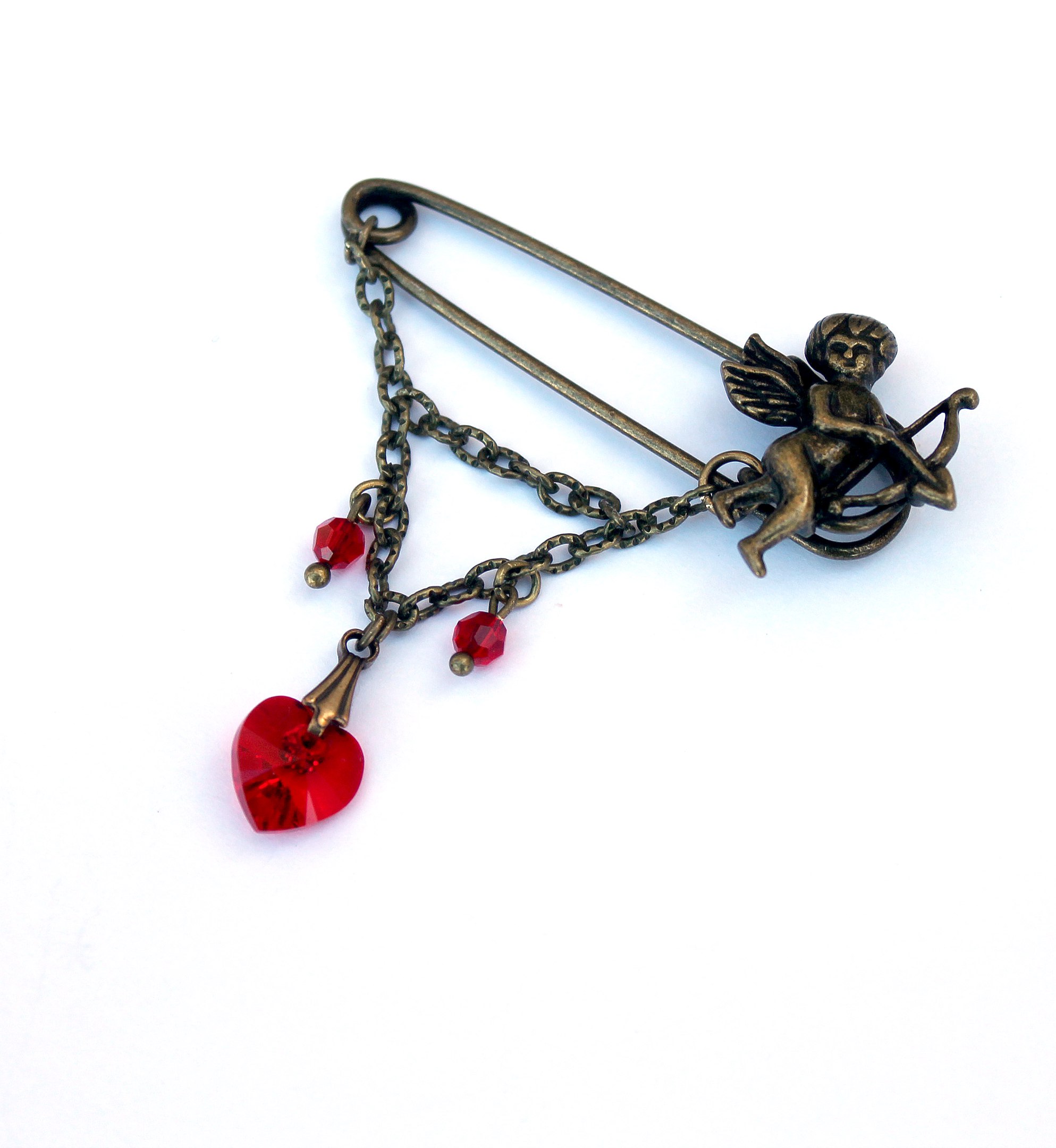 Винтажная брошь «Amour» со Swarovski