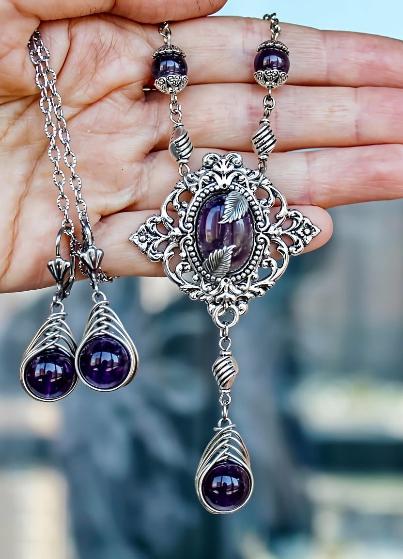 Винтажный комплект с аметистом