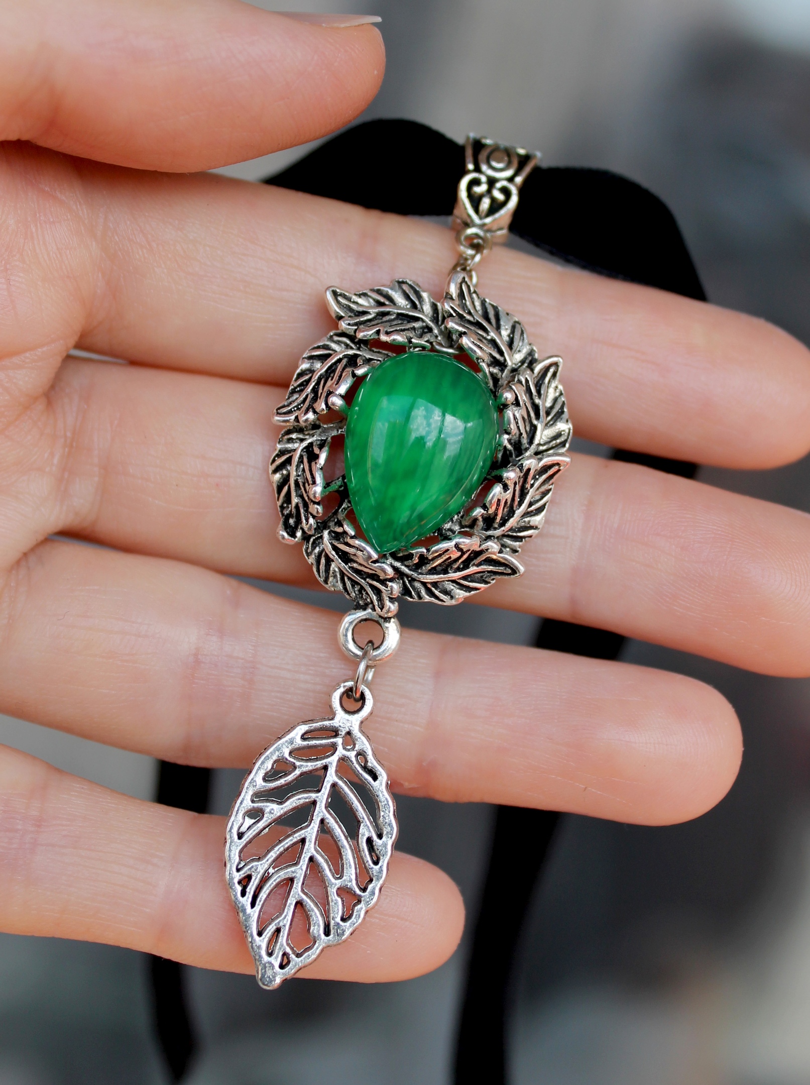 Винтажный чокер с агатом «Летняя ночь»