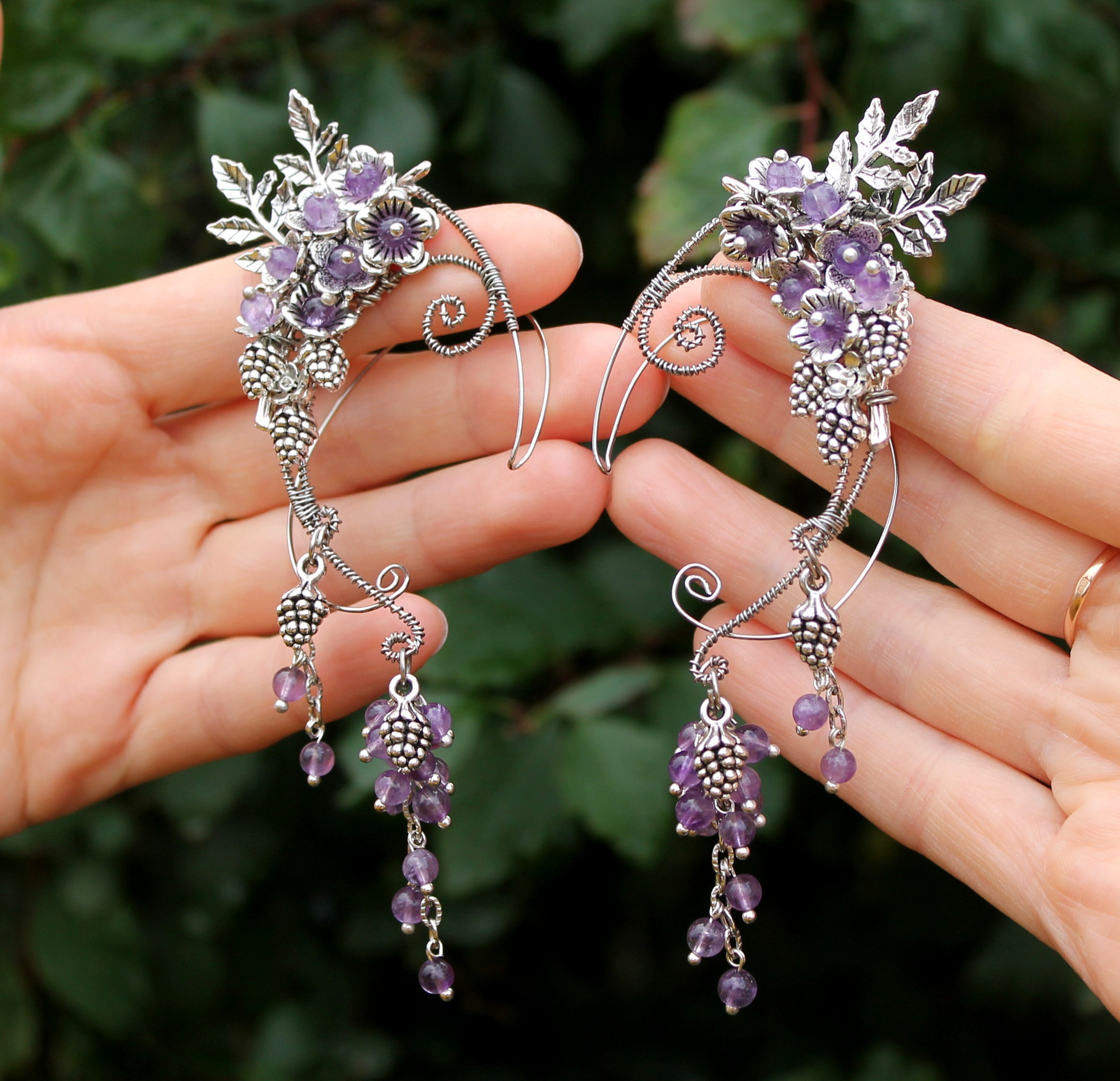 Комплект каффов Эльфийские ушки аметист