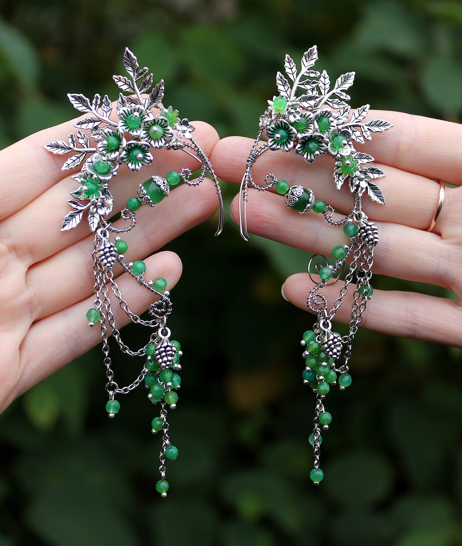 Комплект каффов Королева Эльфов агат кошачий глаз